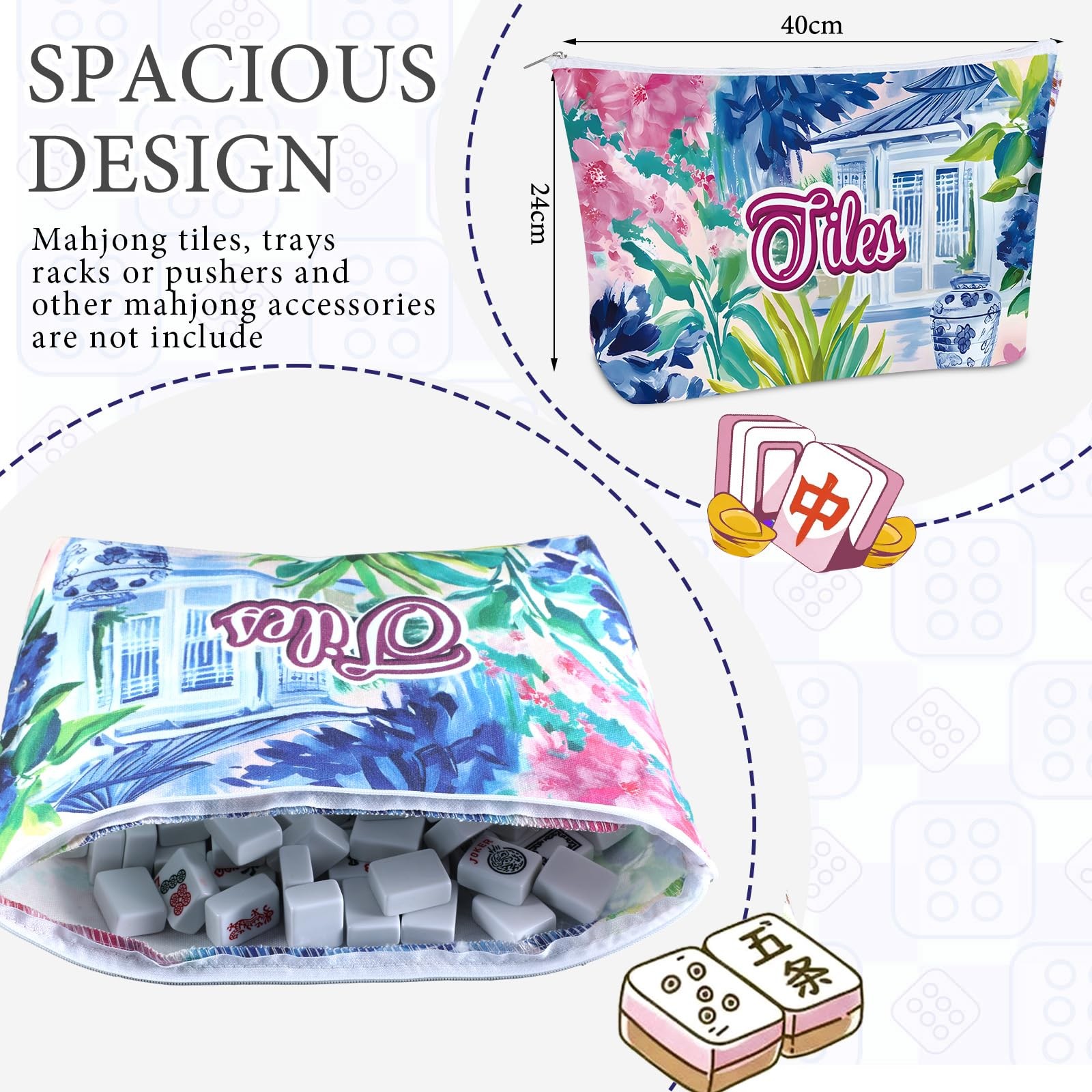 Empty Mahjong Bags Set for Tiles and Racks 24x13x4.7 Inch American Mahjong Ca…