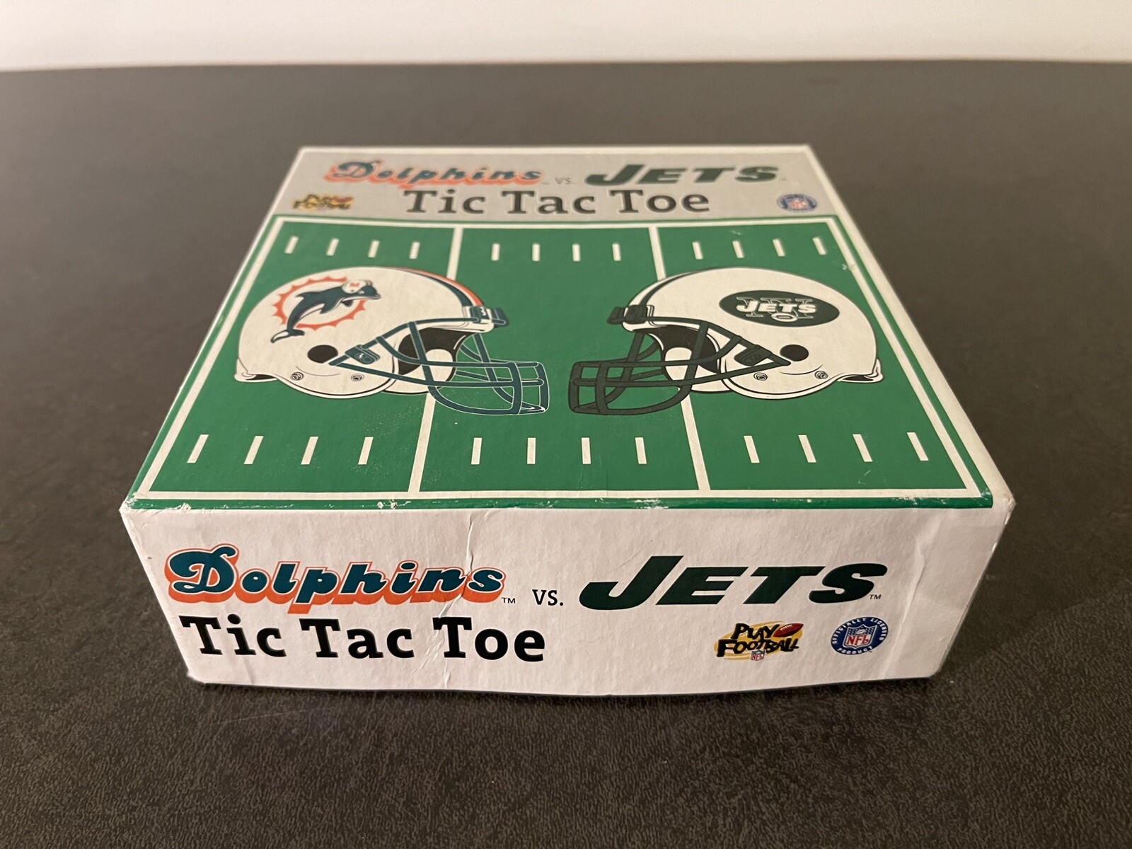 Dolphins vs Jets NFL Tic Tac Toe Game Mini Helmets Vintage Football COMPLETE