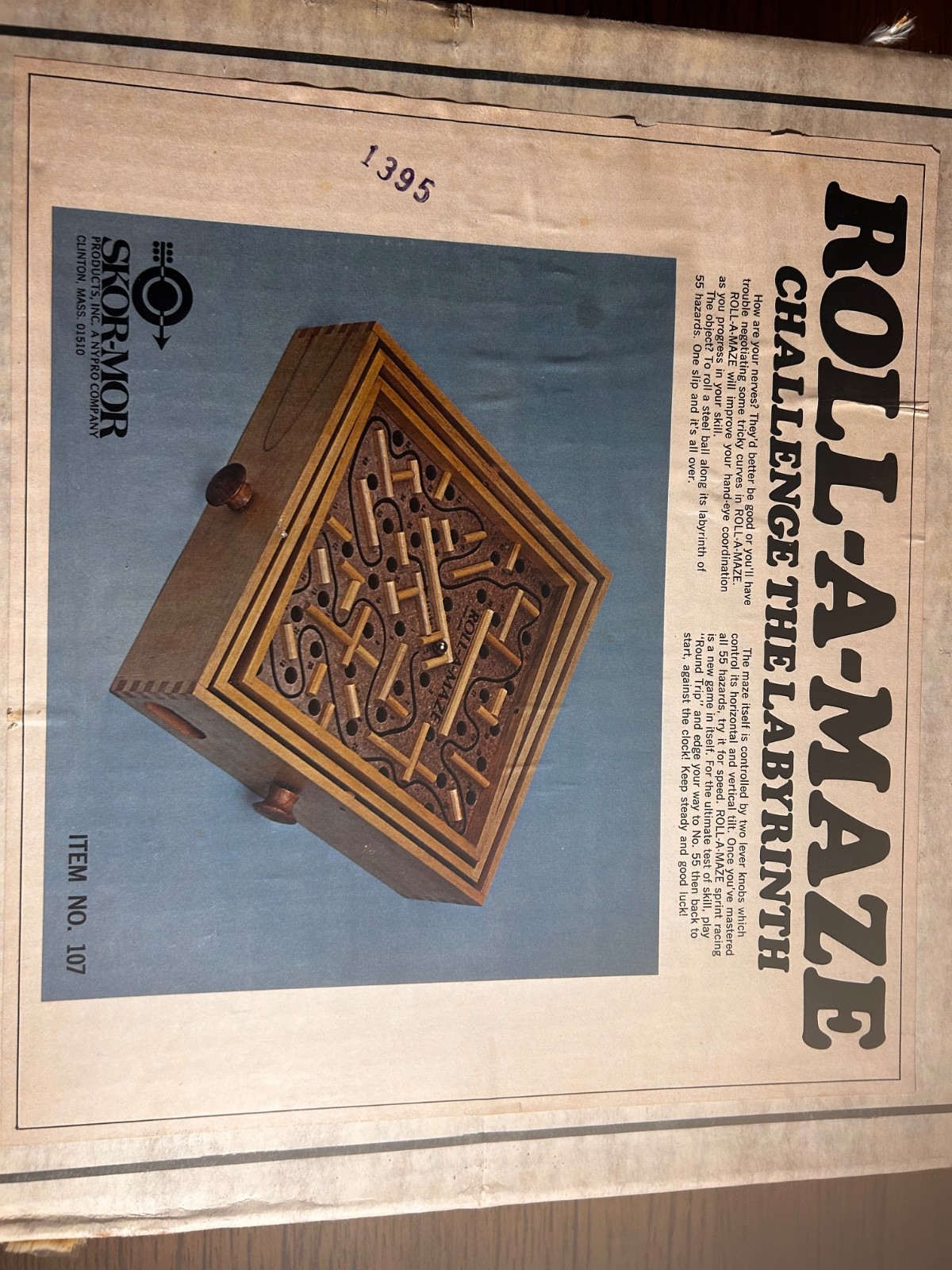 Vintage Labyrinth Wooden Marble Tilting Maze Puzzle Game Roll-A-Maze