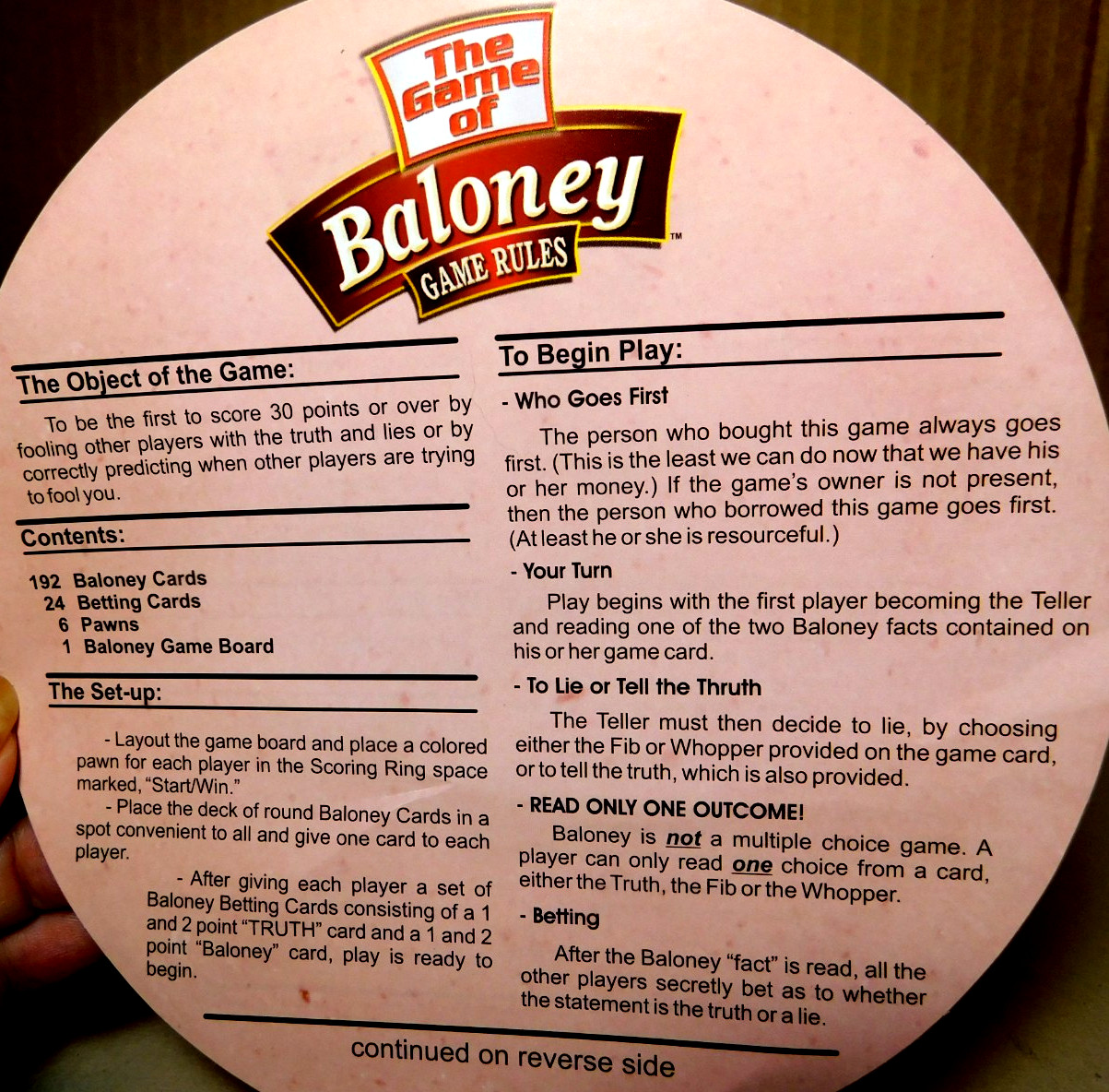 Wood Expressions, Inc.~The Game of Baloney Fibbing Fun For The Whole Family NEW!