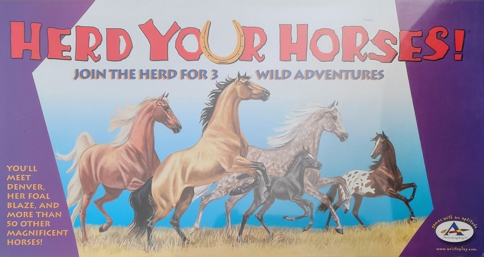 Herd Your Horses Board Game 3 Wild Adventures Aristoplay Compl Sealed NEW 2002