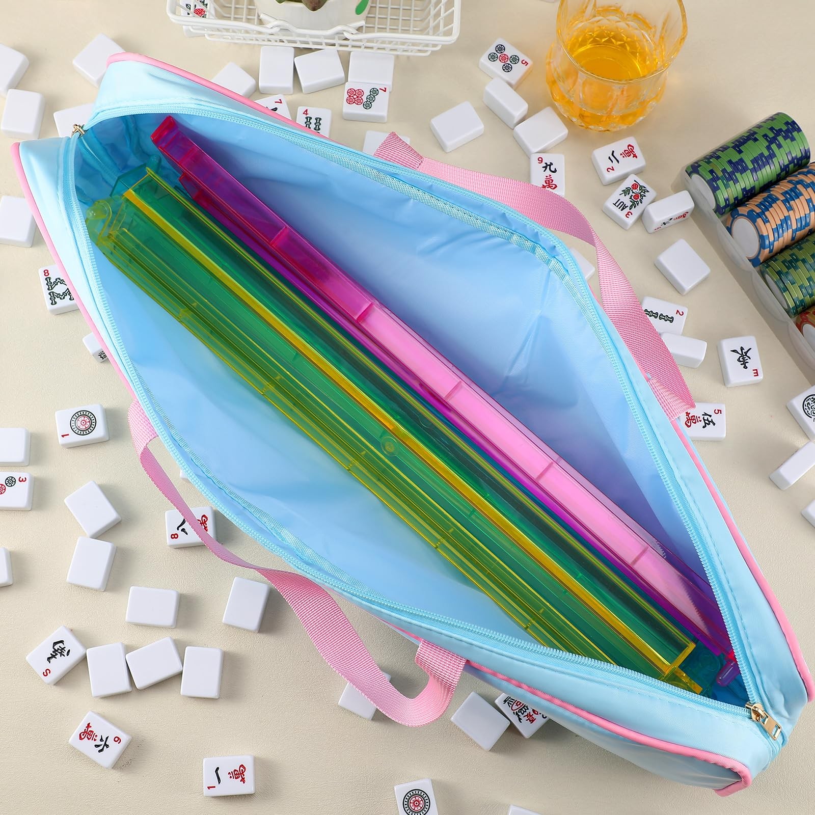 Mahjong Rack Storage Bag 21 x 6.5 x 2 Inches Mahjong Gifts for Mah Jong Tile …