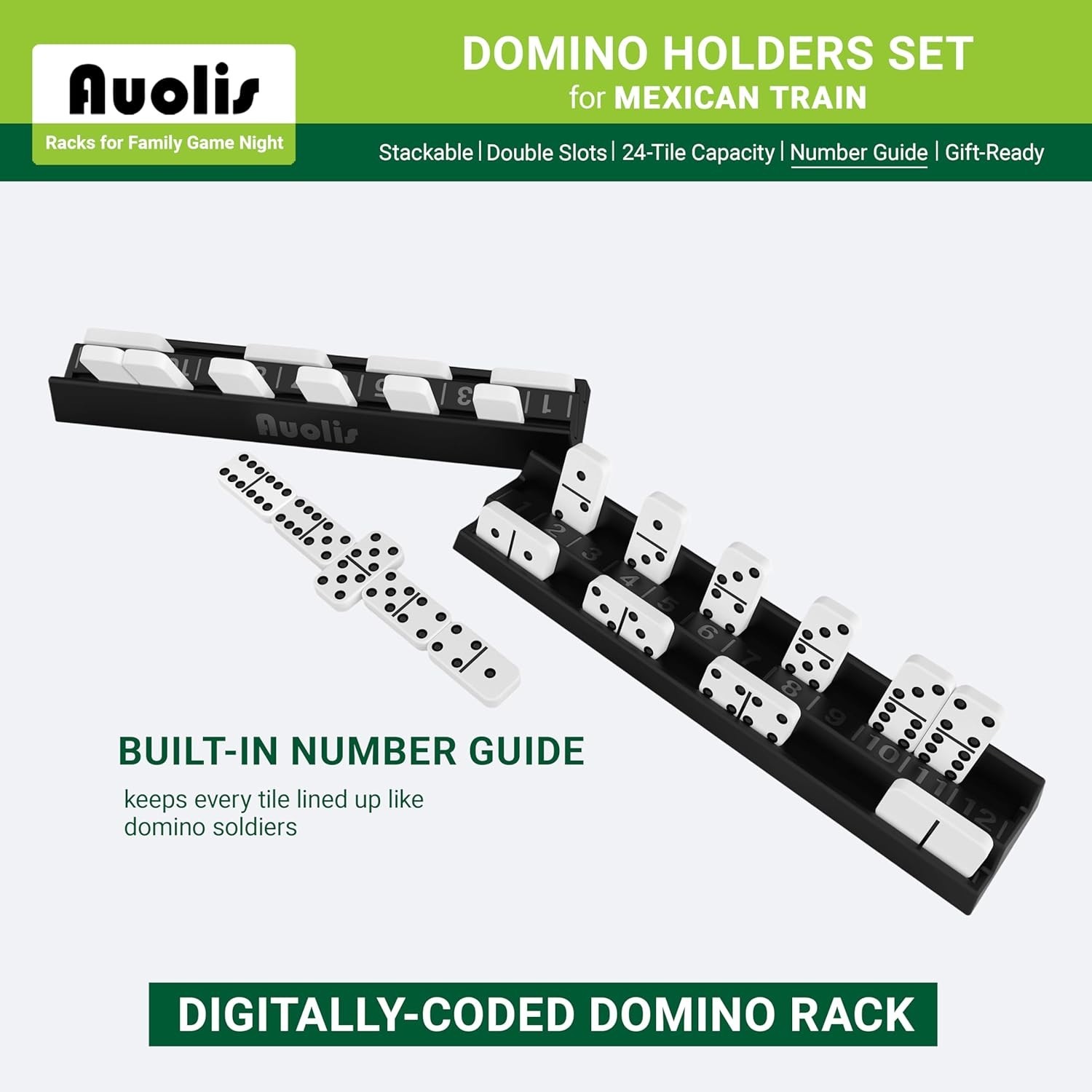 Domino Holders for Mexican Train, Set of 4 Stackable Trays, 24-Tile Capacity …