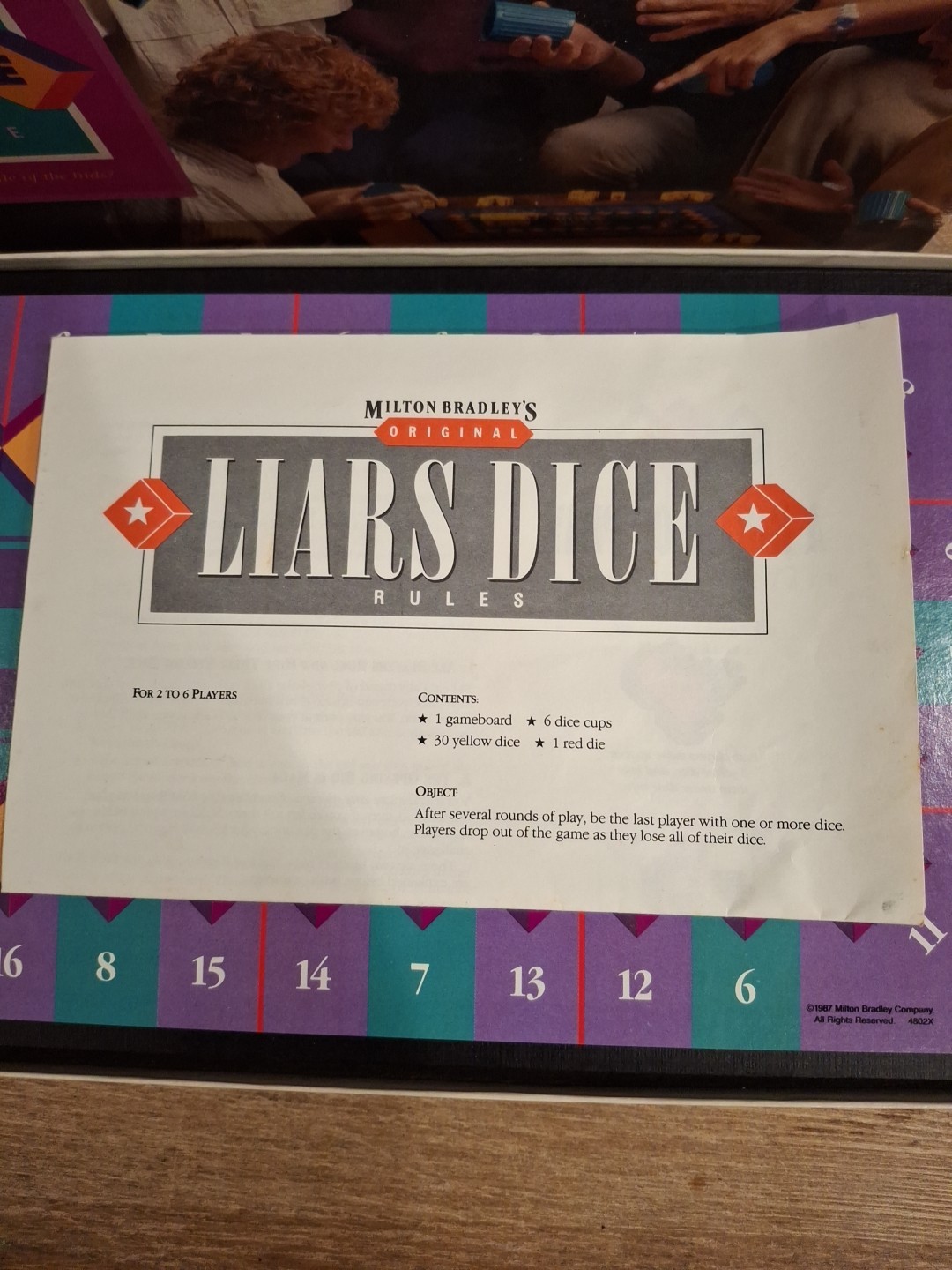 MTB Boardgame Liar’s Dice Box 100% Complete VG+ Rare Vintage 1987