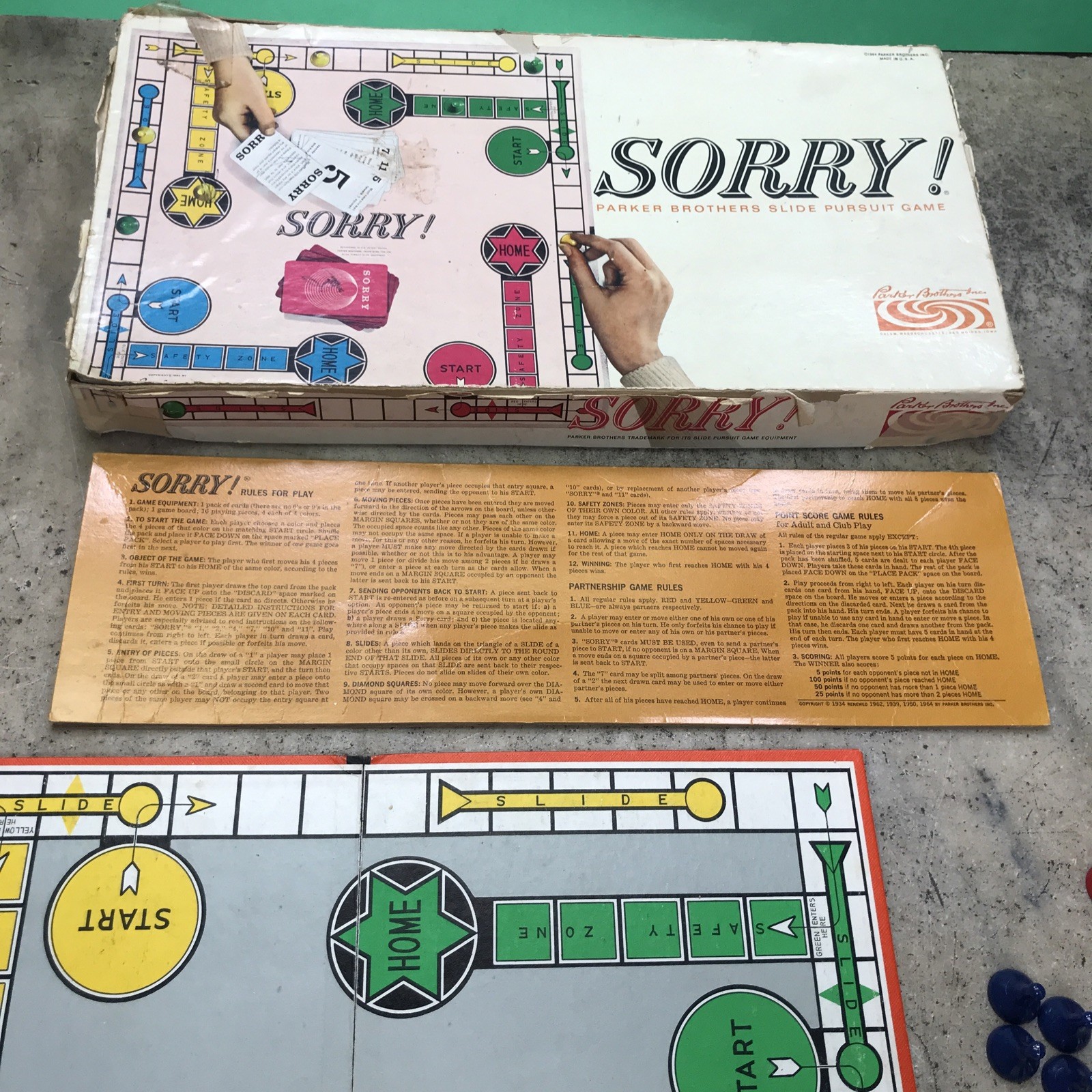 Vintage 1950s 60s SORRY Board Game Parker Brothers 100% Complete – Family Fun!