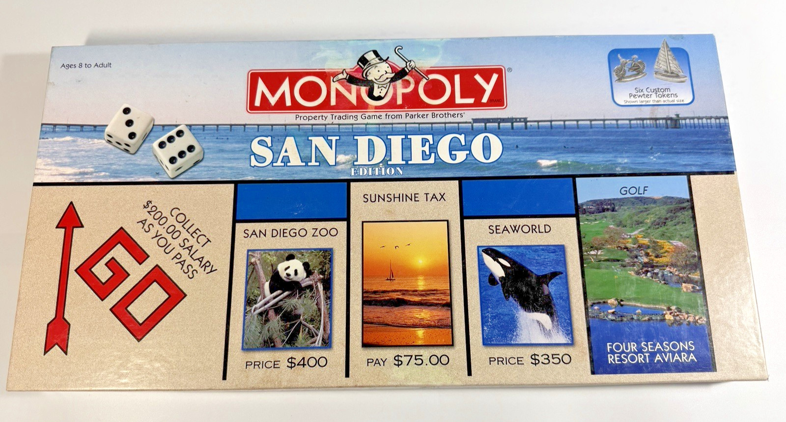 San Diego Monopoly Game Hasbro Parker Brothers Sea World, Padres, Chargers EUC