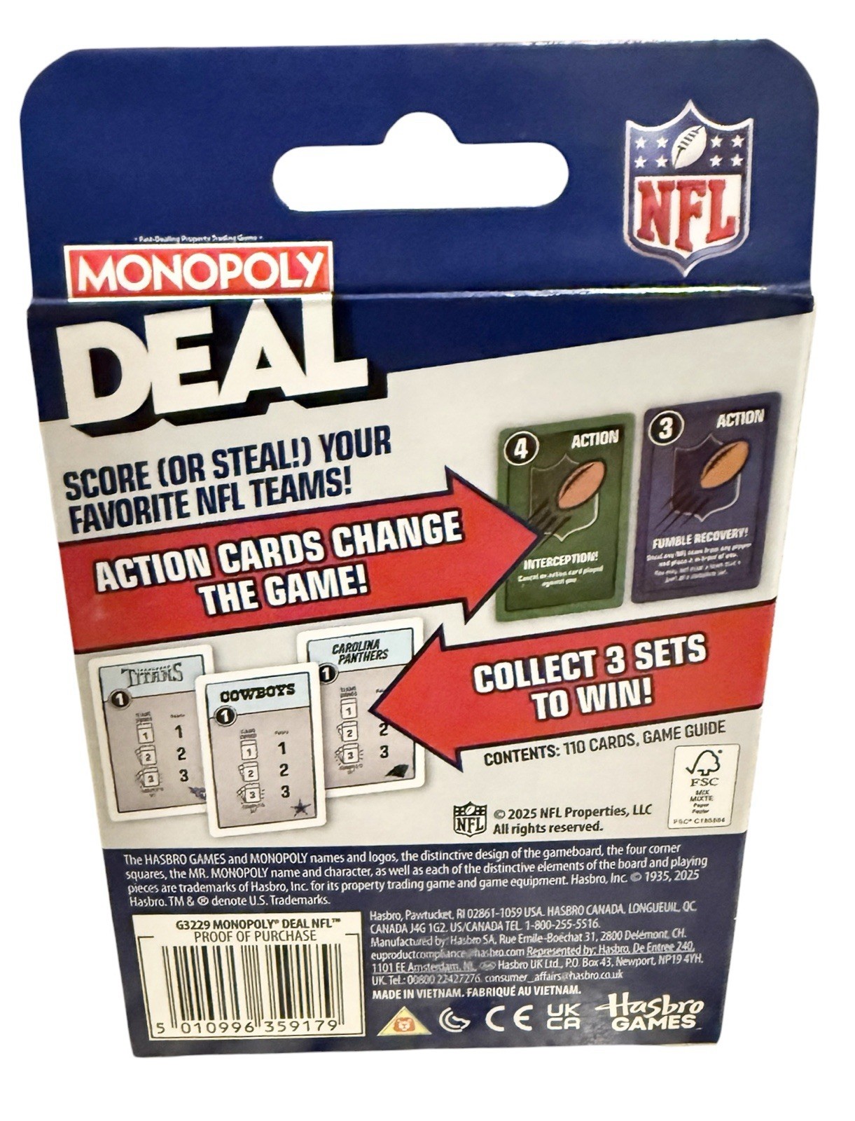 Monopoly Deal NFL Edition Game | Officially Licensed NFL Card Game for Families