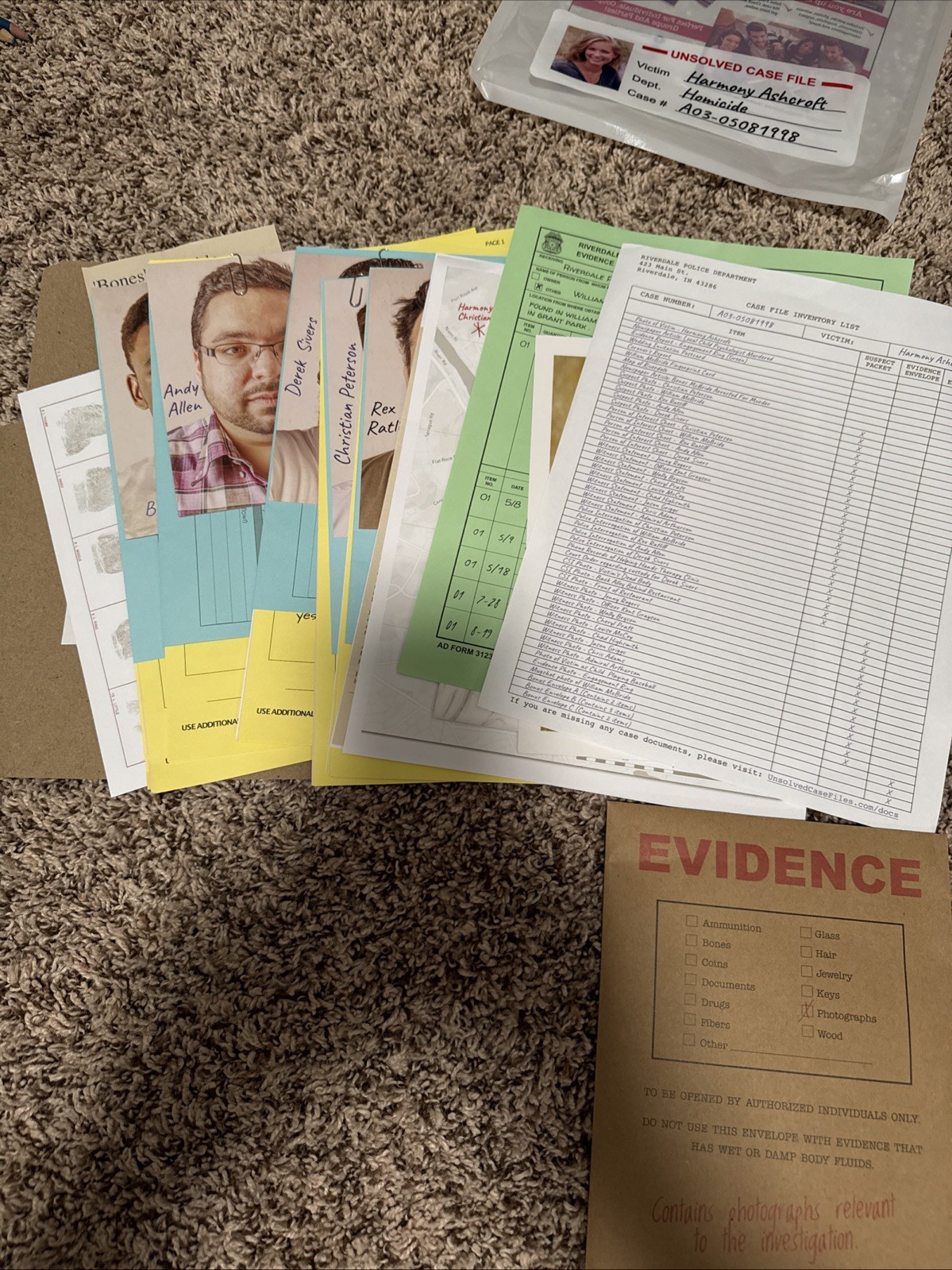 Unsolved Case Files Harmony Ashcroft Cold Case Murder Mystery Party Game
