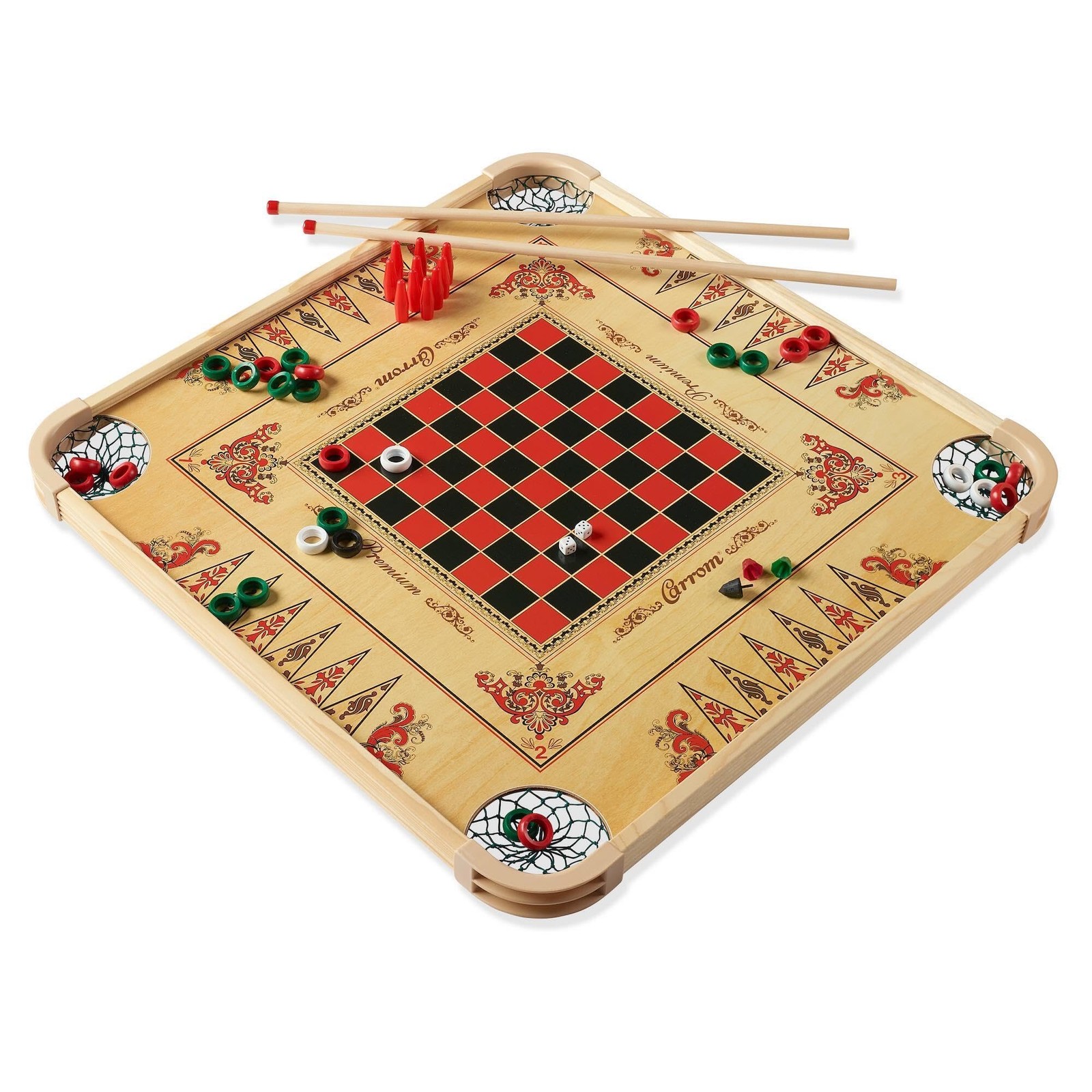 Carrom Board Game Set — Large Board Games for Adults & Children — Over 100 Board