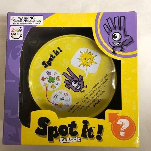 Spot It! Classic Card Game Five Games in One Ages 6 Years and Up- 2 to 8 Players