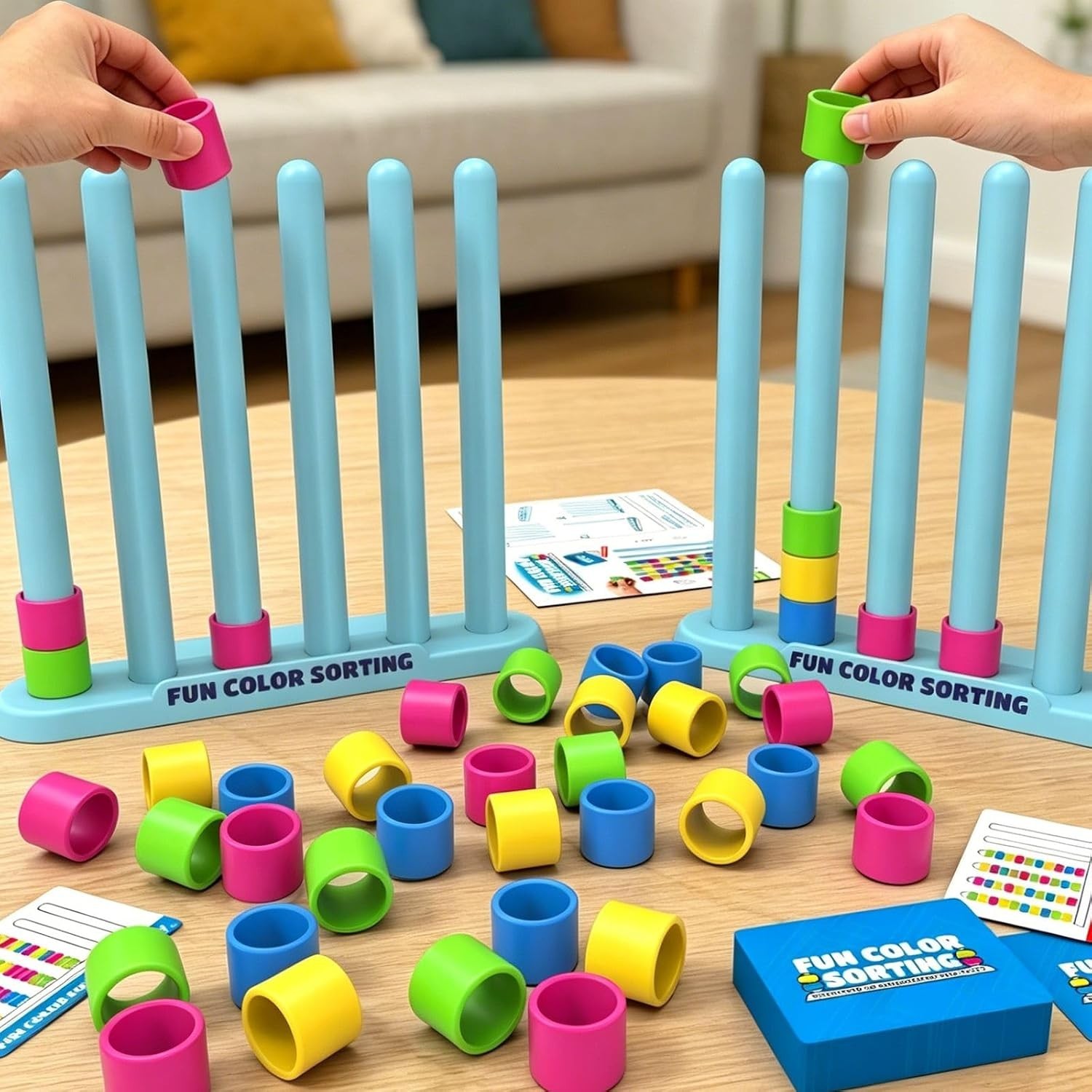 Color Matching Challenge Game, 1-2 Player Color Stacking Puzzle Game, Board Game