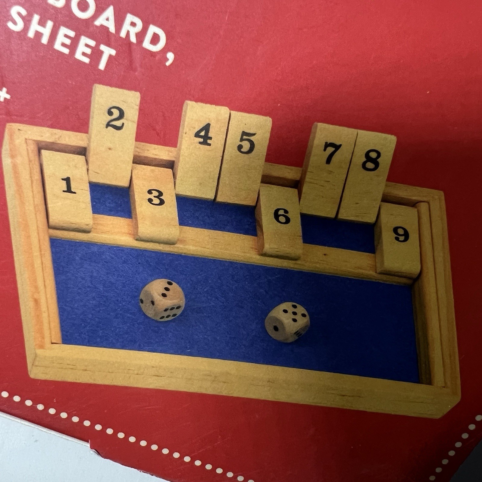 Wooden SHUT The BOX Classic Two-Dice Wood Strategy Game 9⅜ x 6¼ Professor Puzzle