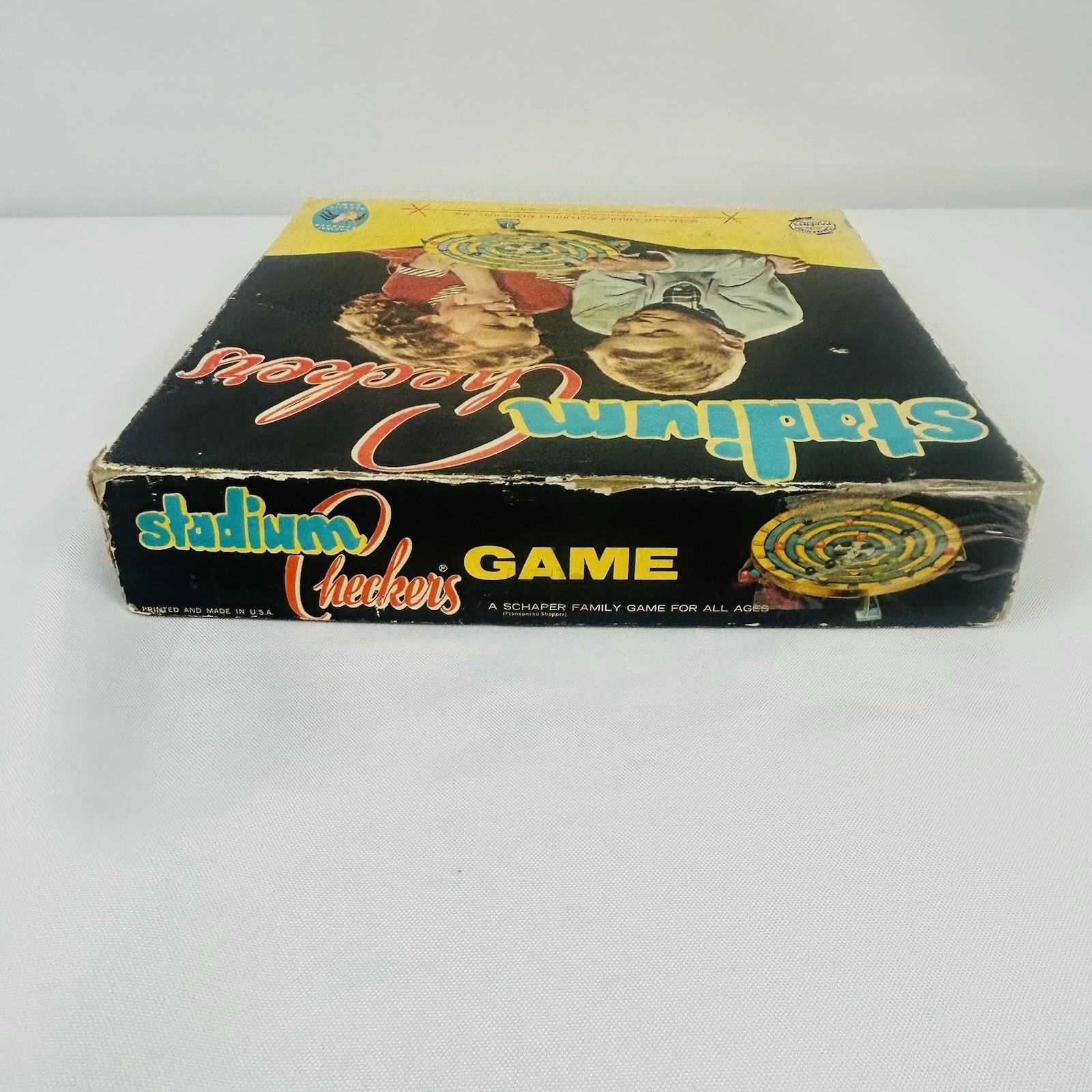 Stadium Checkers Game by Schaper 5x Black, Green Yellow. 3 Orange