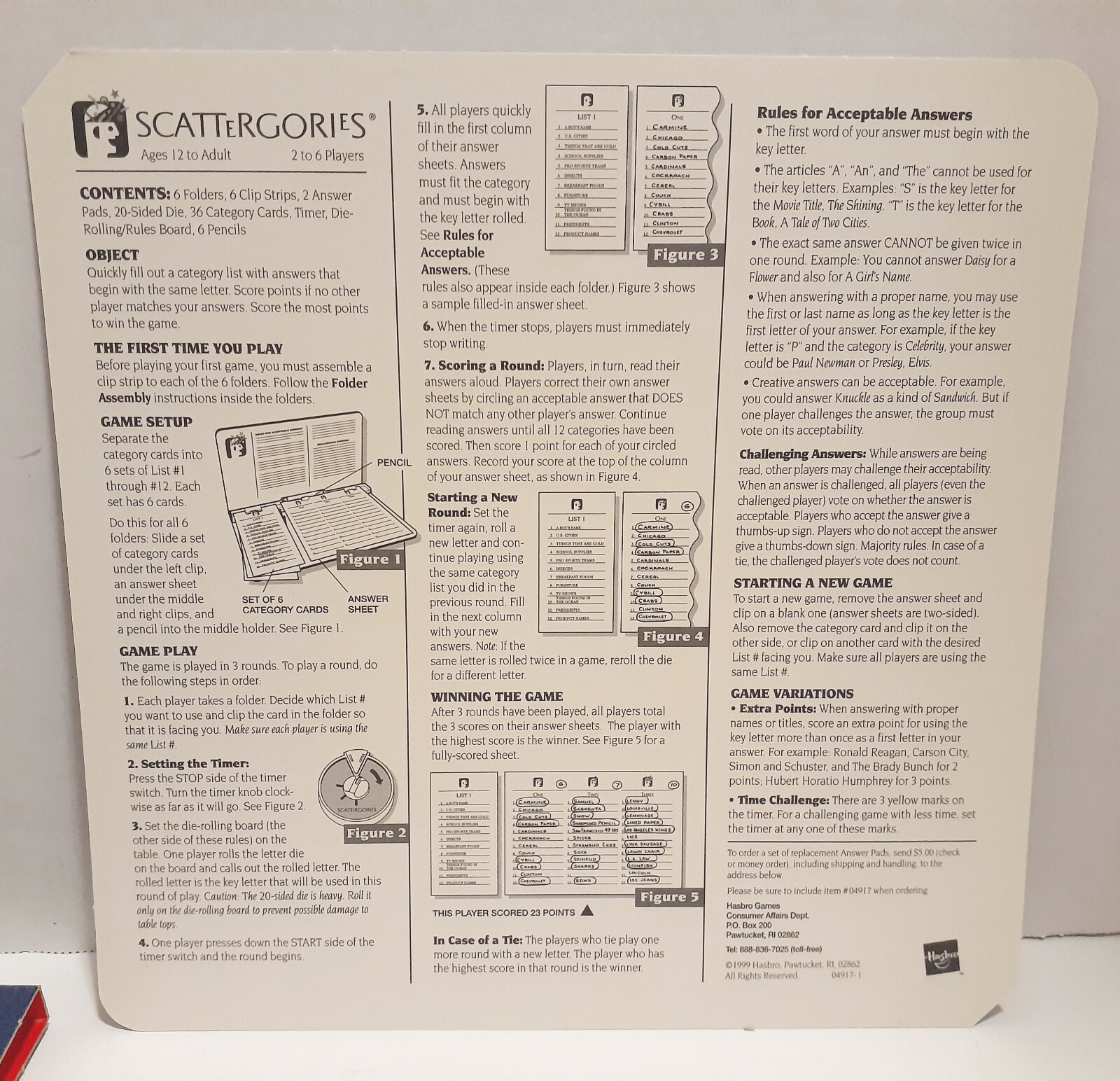 The Game Of Scattergories 1999 Edition Hasbro Complete