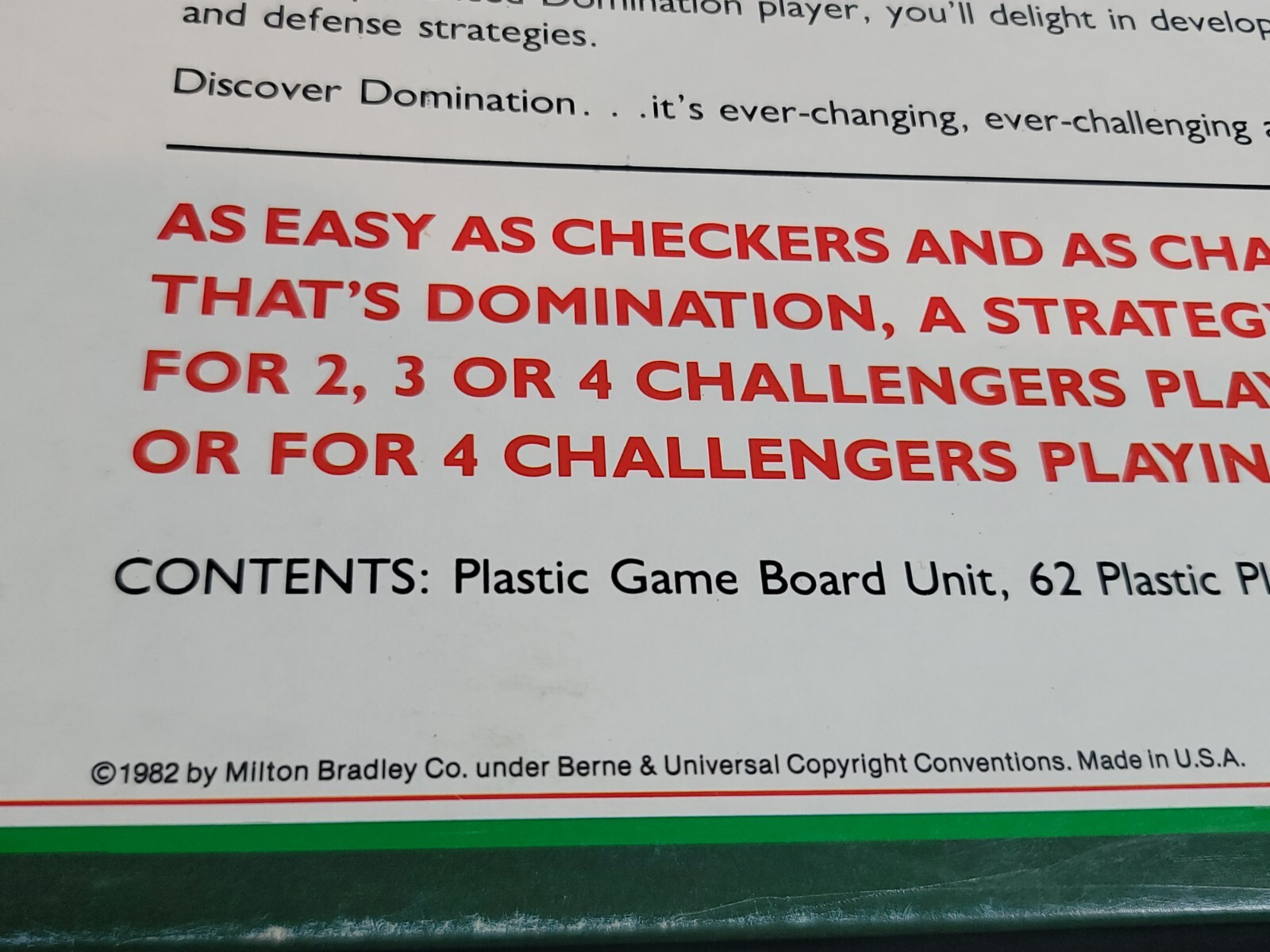 Vintage 1982 DOMINATION Board Game – Milton Bradley Battleship Risk Military OOP