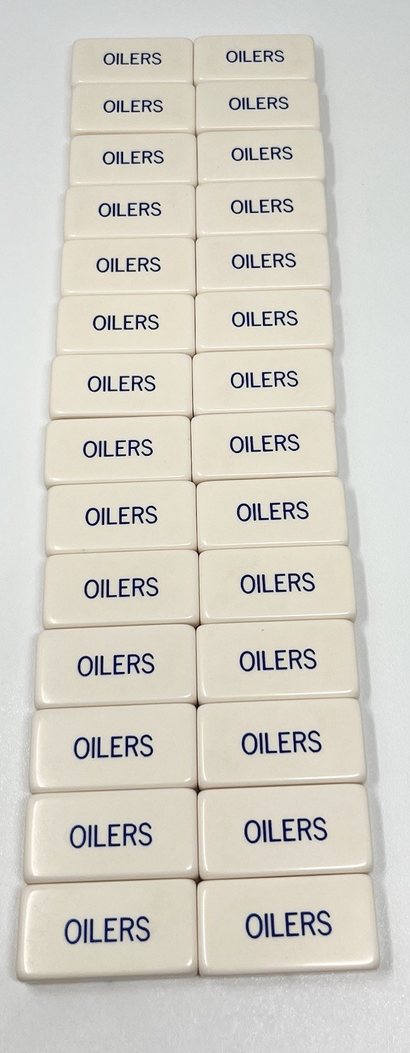 Vintage Puremco Dominoes “Oilers” Marblelike Jumbo Size Giant Face Thick USA