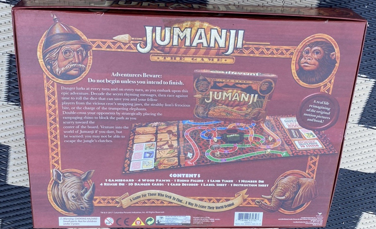 Jumanji The Game Classic Scary Jungle Adventure Family Board Game Complete EUC