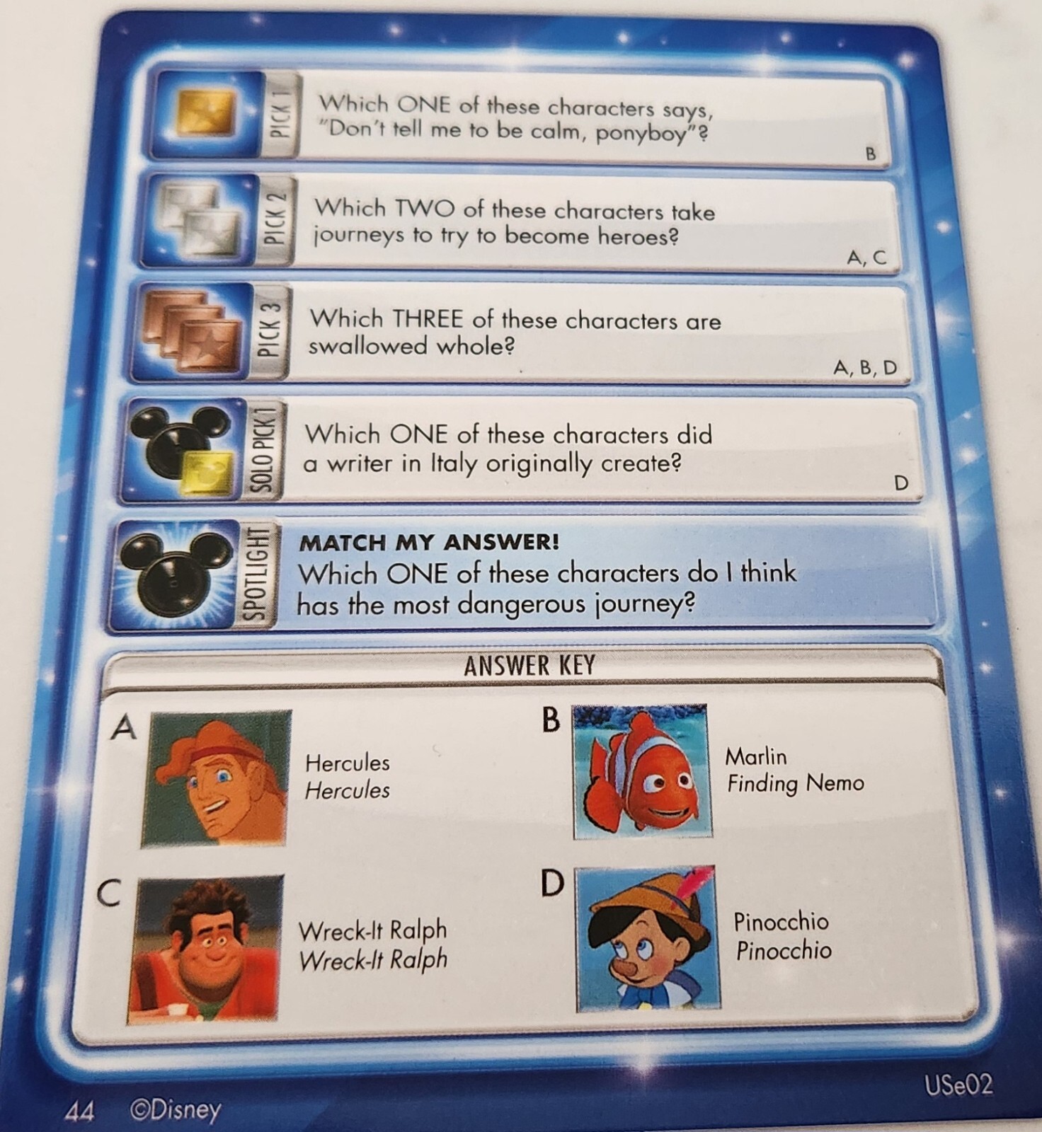 Disney PICTOPIA Trivia Family Board Game w/ Instructions COMPLETE Never used