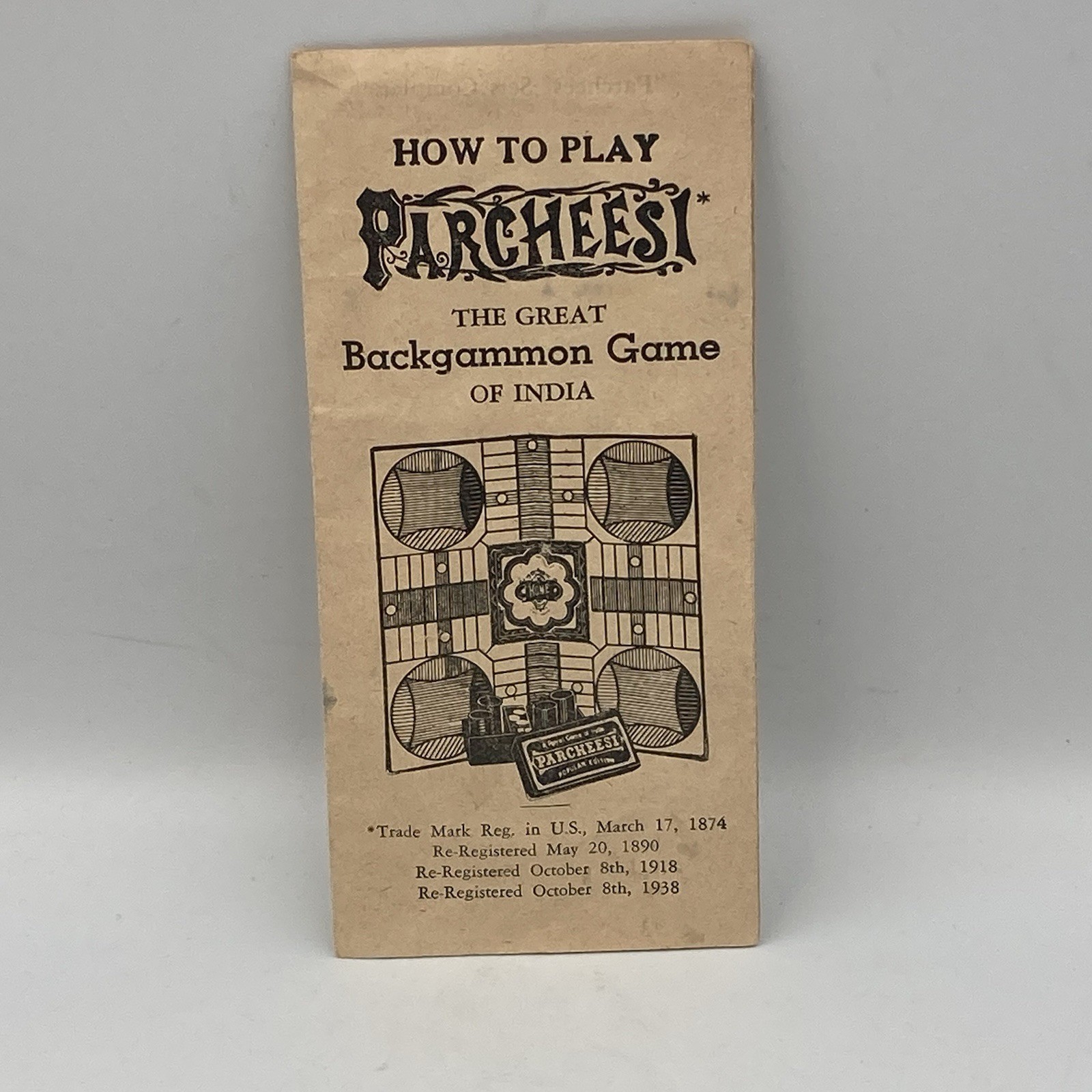 Vintage 1938 PARCHEESI Popular Edition Game SR Blue Box Missing Some Pieces