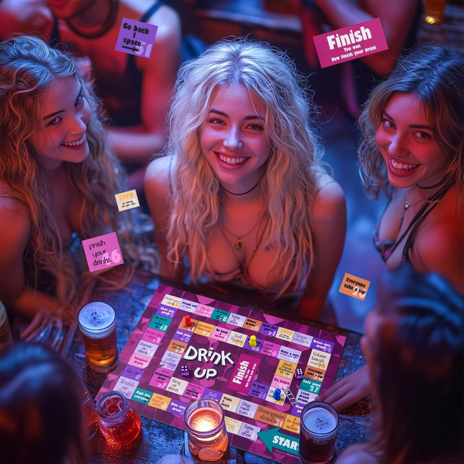 Drinking Games,Leather Mat Drinking Board Game for Adults,Interactive Girls Nigh