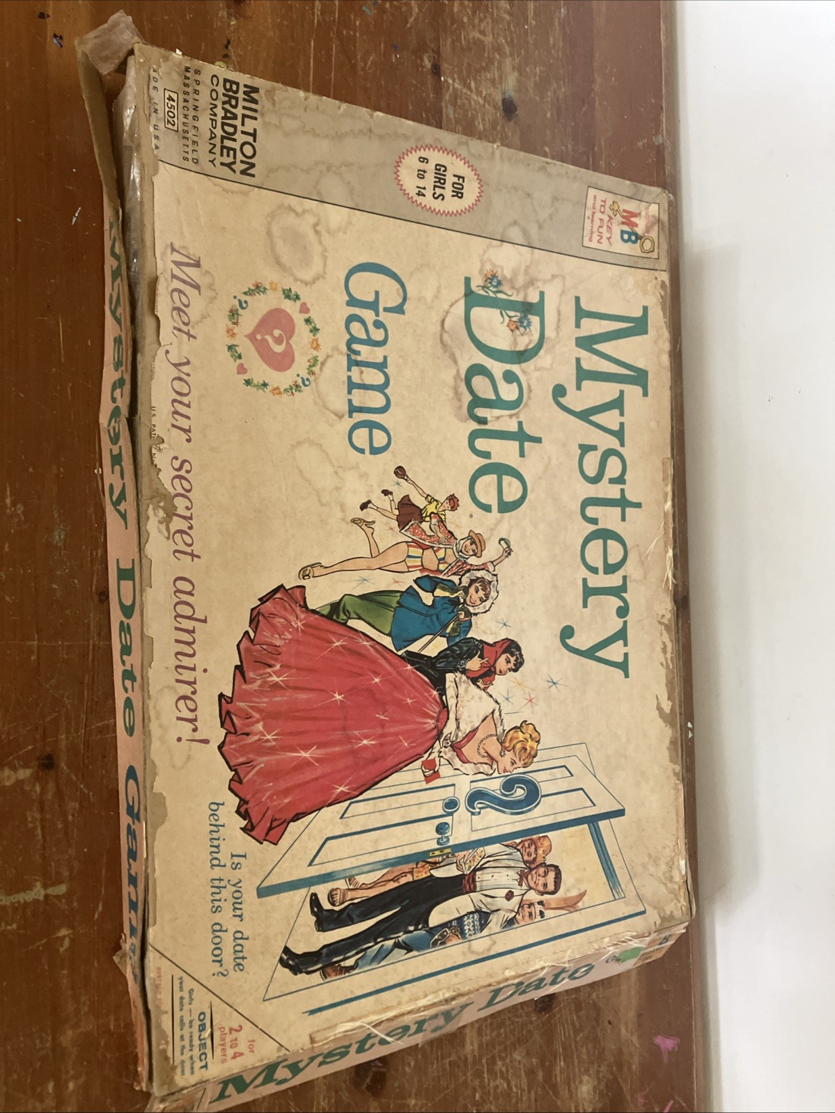 Milton Bradley Vintage Mystery Date Game 4502 Dating Theme 1965 Board Game 2-4