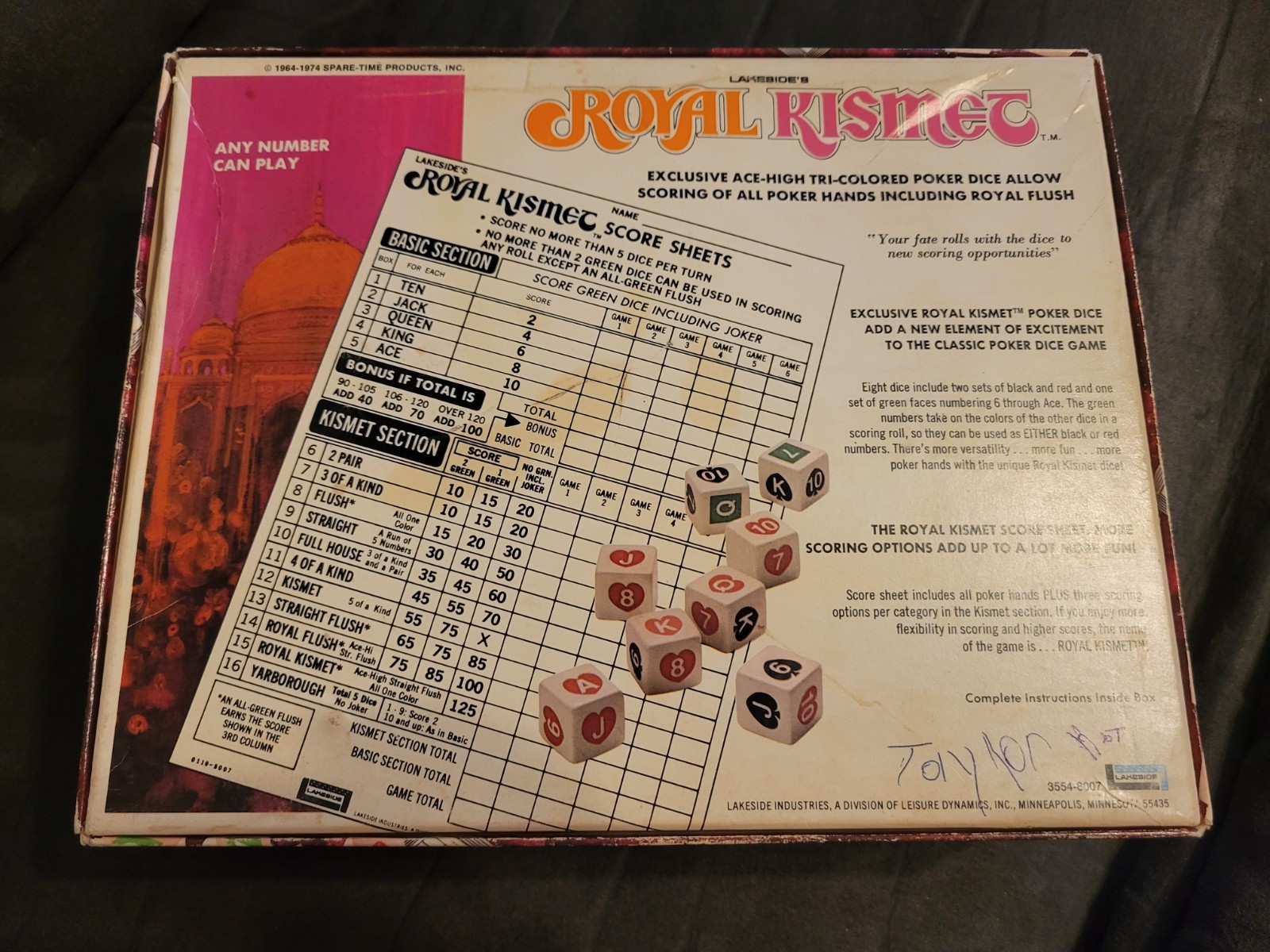 Vintage 1974 Royal Kismet Dice Game Lakeside COMPLETE