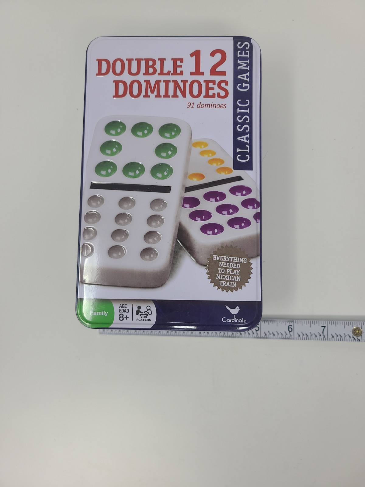 Cardinal Double 12 Color Dot Dominoes Set Mexican Train Family Game Complete