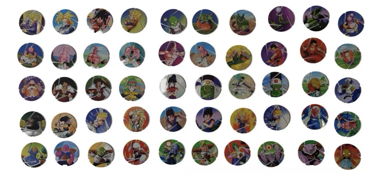 100 Dragon Ball Z Xferas Tazos Complete Collection Sabritas Plastic Pog Set