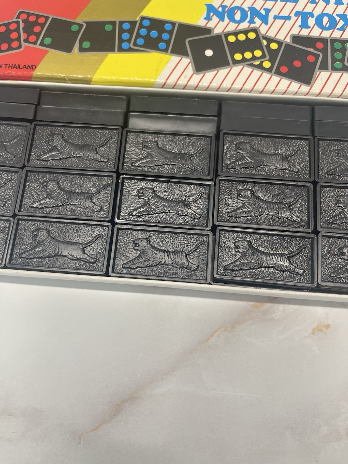 Vintage Tiger Dominoes Set Complete Double Nine Made In Thailand