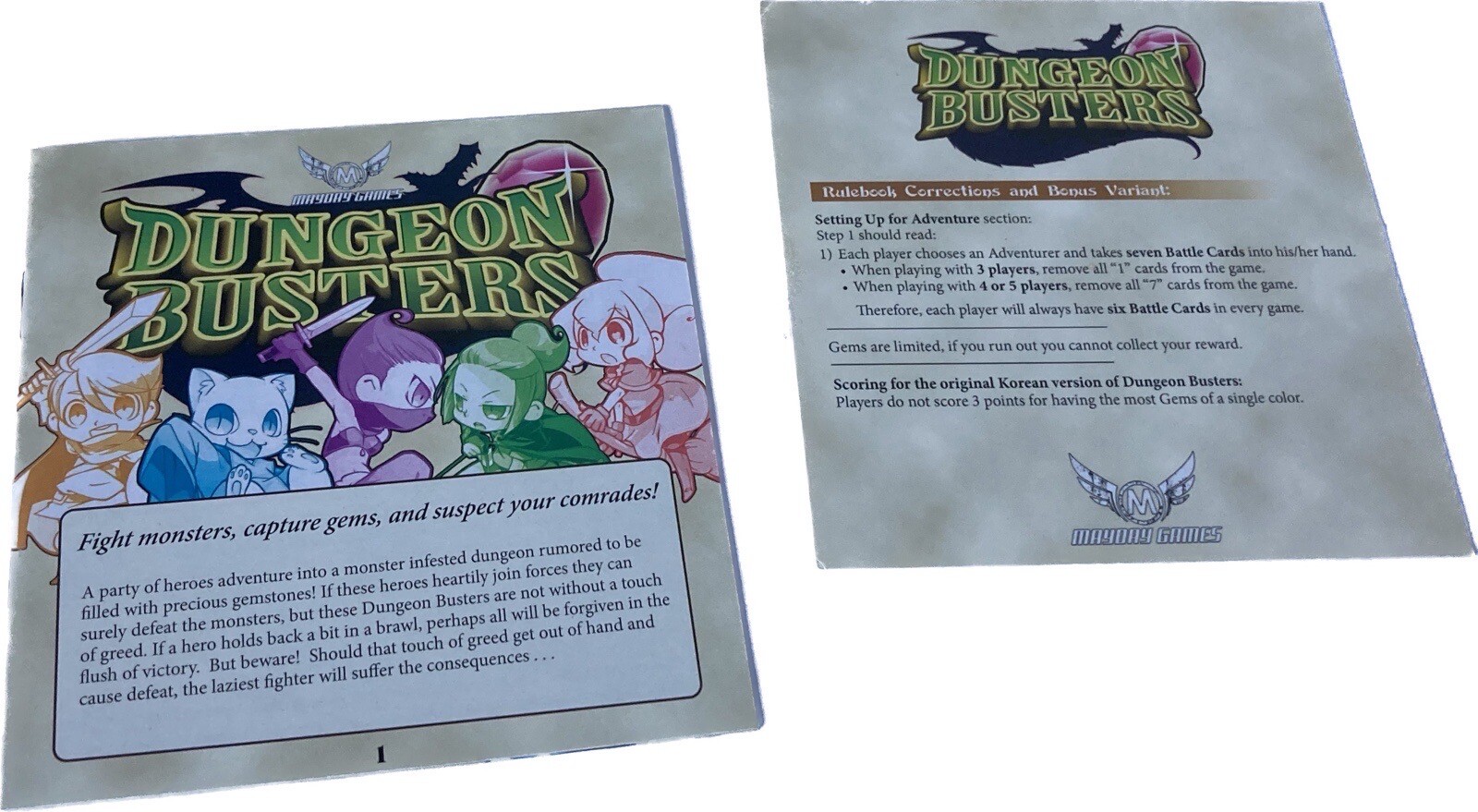 Dungeon Busters Card Game Mayday Games Fantasy Board Kids Teen Brand New OpenBox