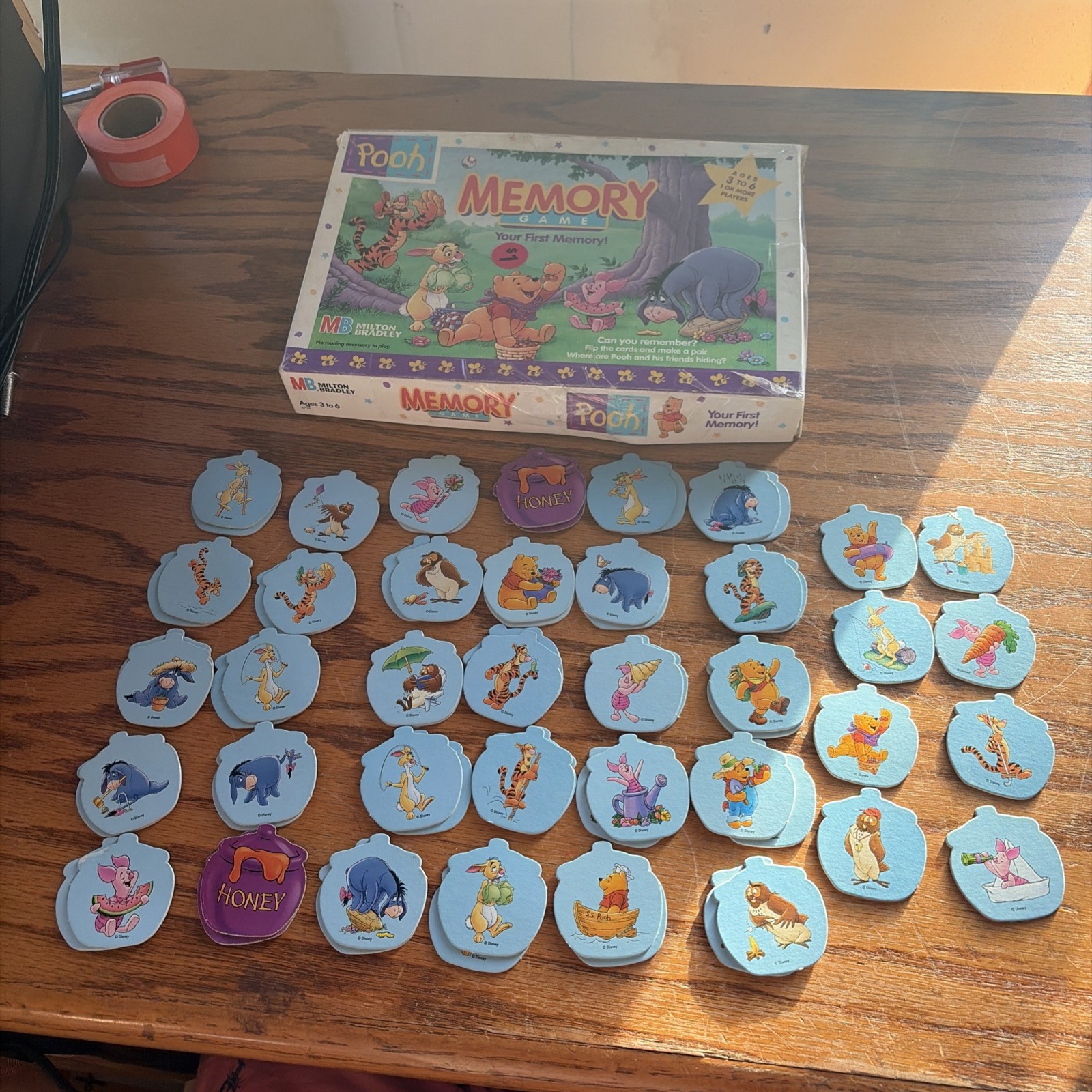 Vintage Winnie the Pooh Memory Game Matching Milton Bradley 1996