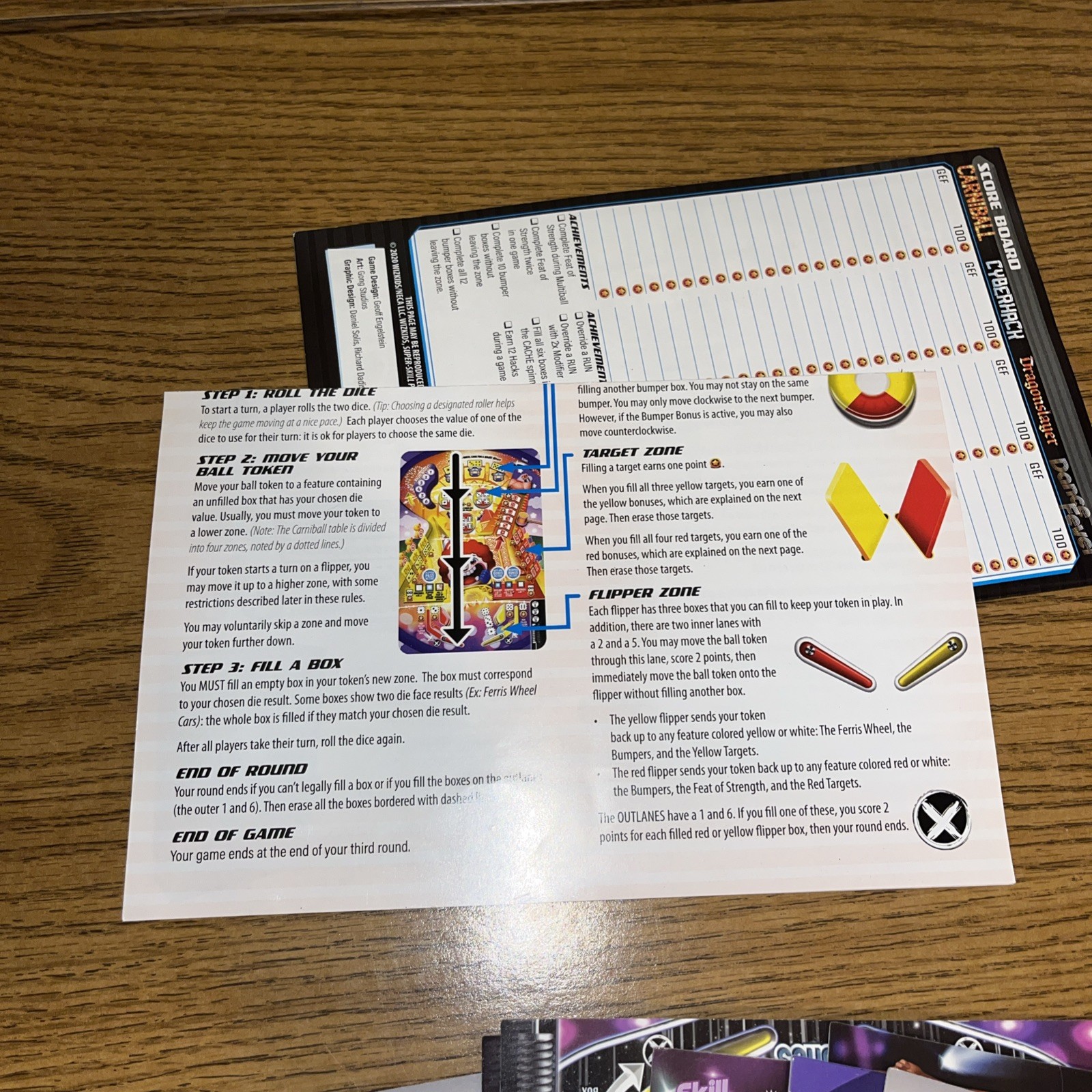 WizKids Super-Skill Pinball 4-Cade Roll & Write Pinball Dice Game New Open Box