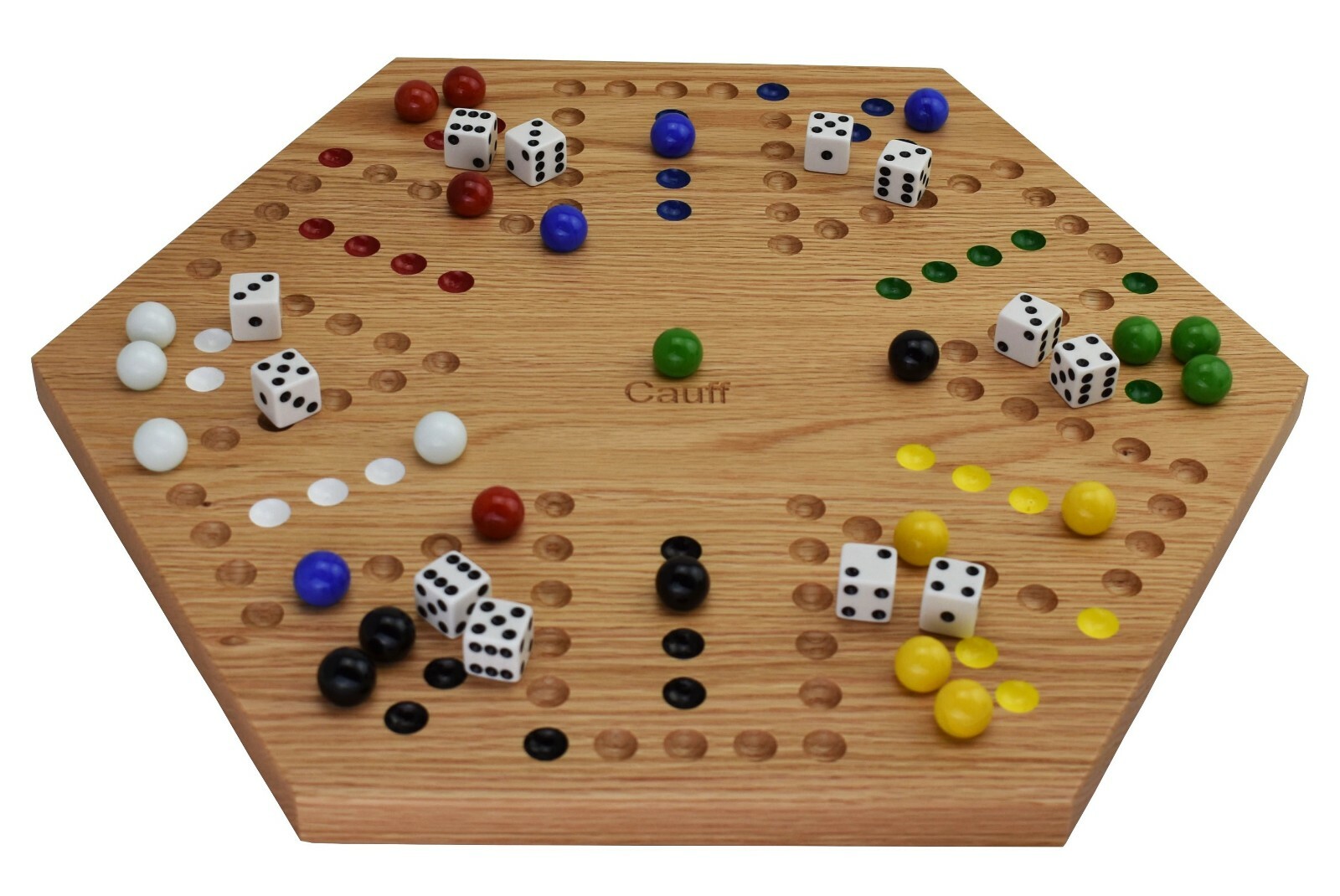 Solid Oak Wood Double Sided Marbles Board Game Hand Painted 16 inch