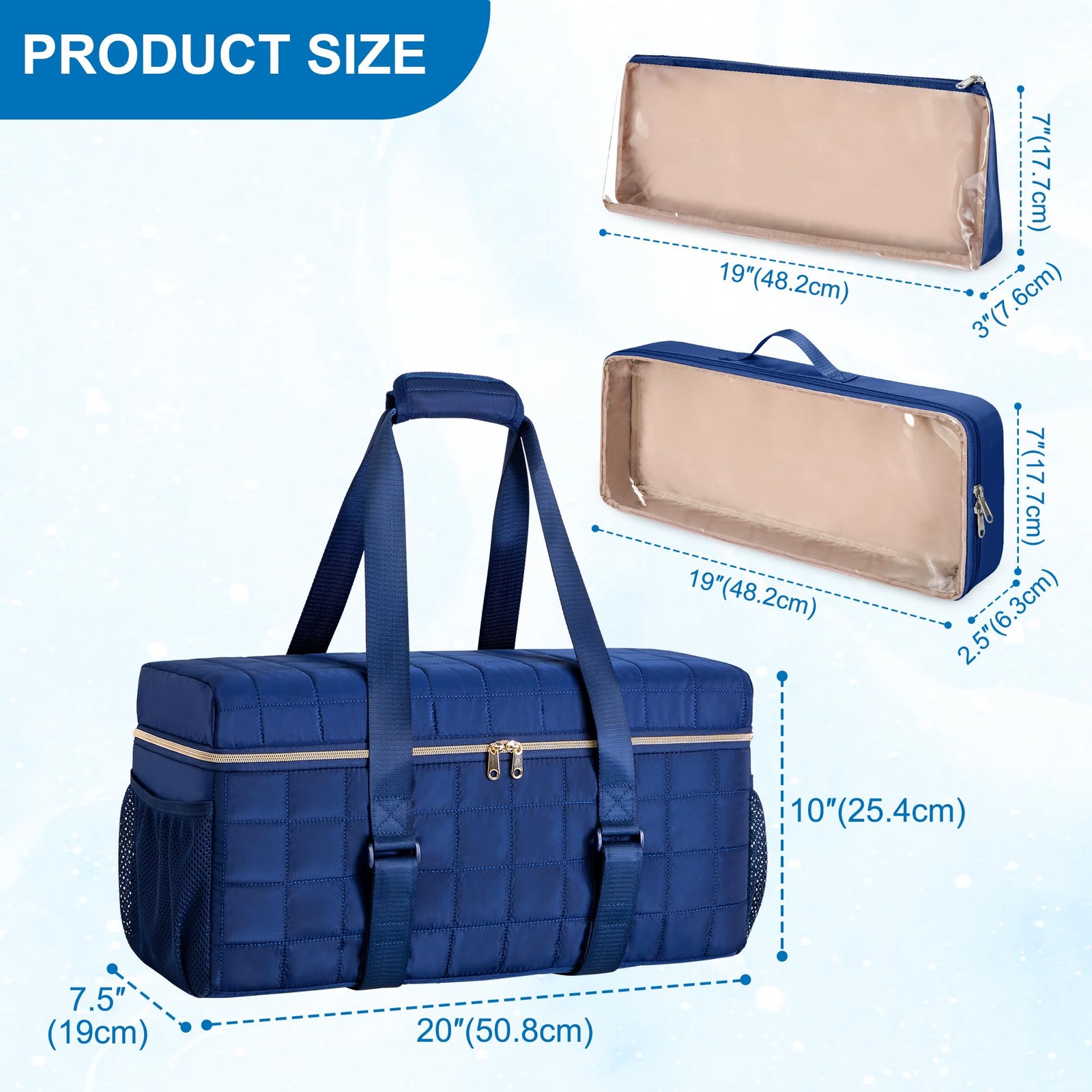 3 Pcs Empty Mahjong Bag, American Set Bag with Tiles Dark Blue