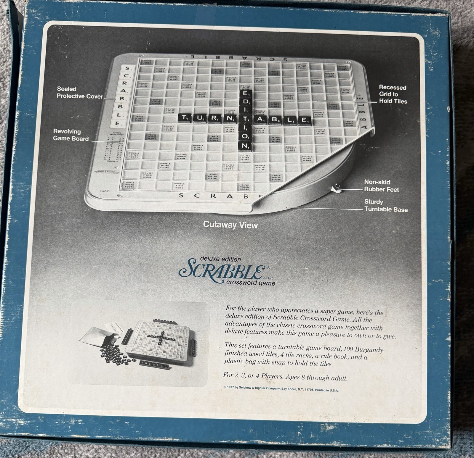 VINTAGE 1977 SCRABBLE DELUXE EDITION CROSSWORD GAME TURNTABLE SELCHOW &RICHTER