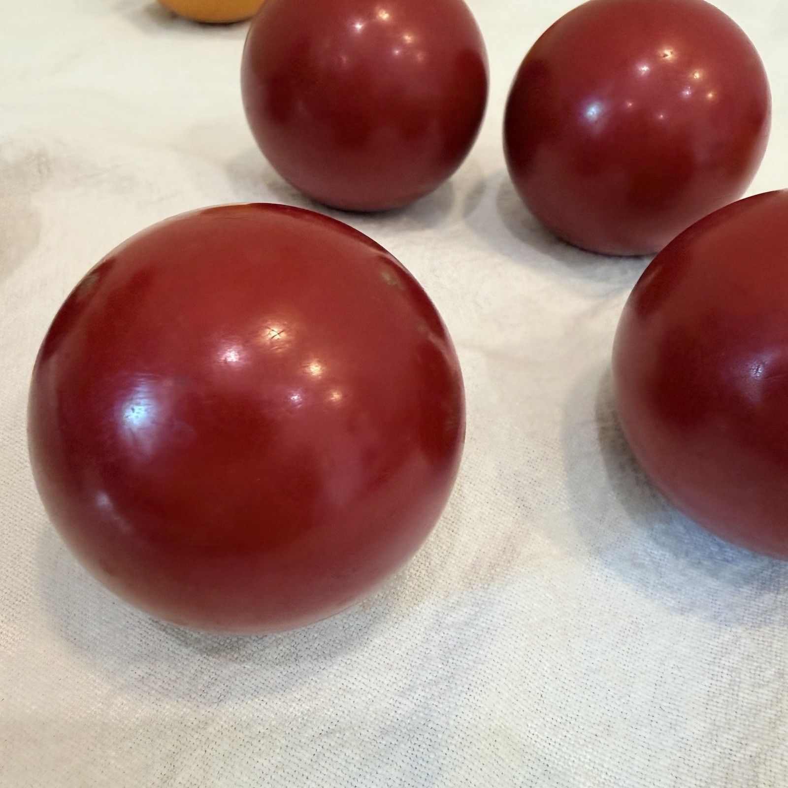 Vintage Bakelite Game Balls Lot 11 Cherry Red Butterscotch Yellow 54-57mm 1460g