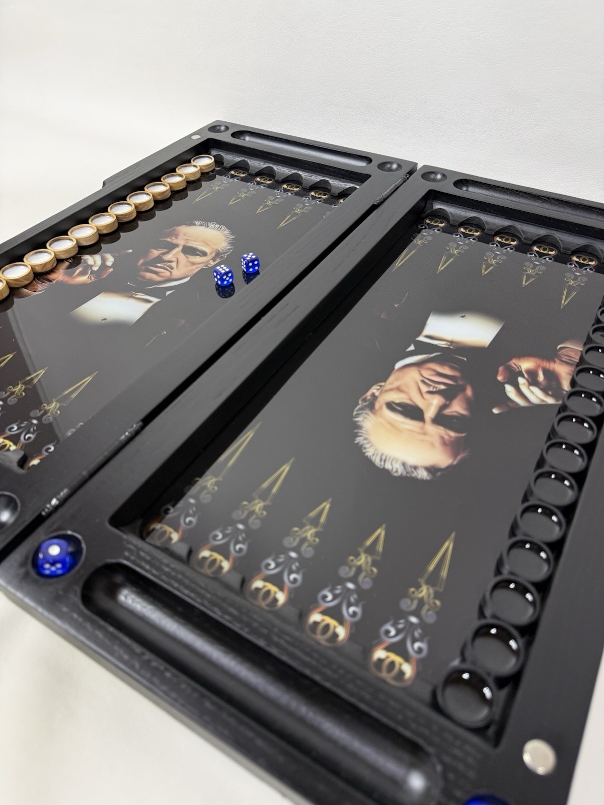The Godfather Backgammon Board – Handmade Ash Wood & Glass Set, Luxury Gift