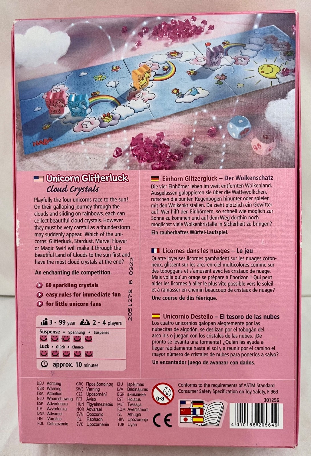 260032 Toy HABA 301256 UNICORN GLITTERLUCH CLOUD CRYSTALS Game EUC