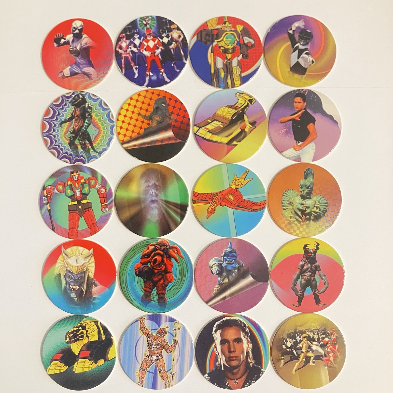 Lot of 20 Pogs Mighty Morphin Power Rangers Pogs from 1995 Saban Power Caps