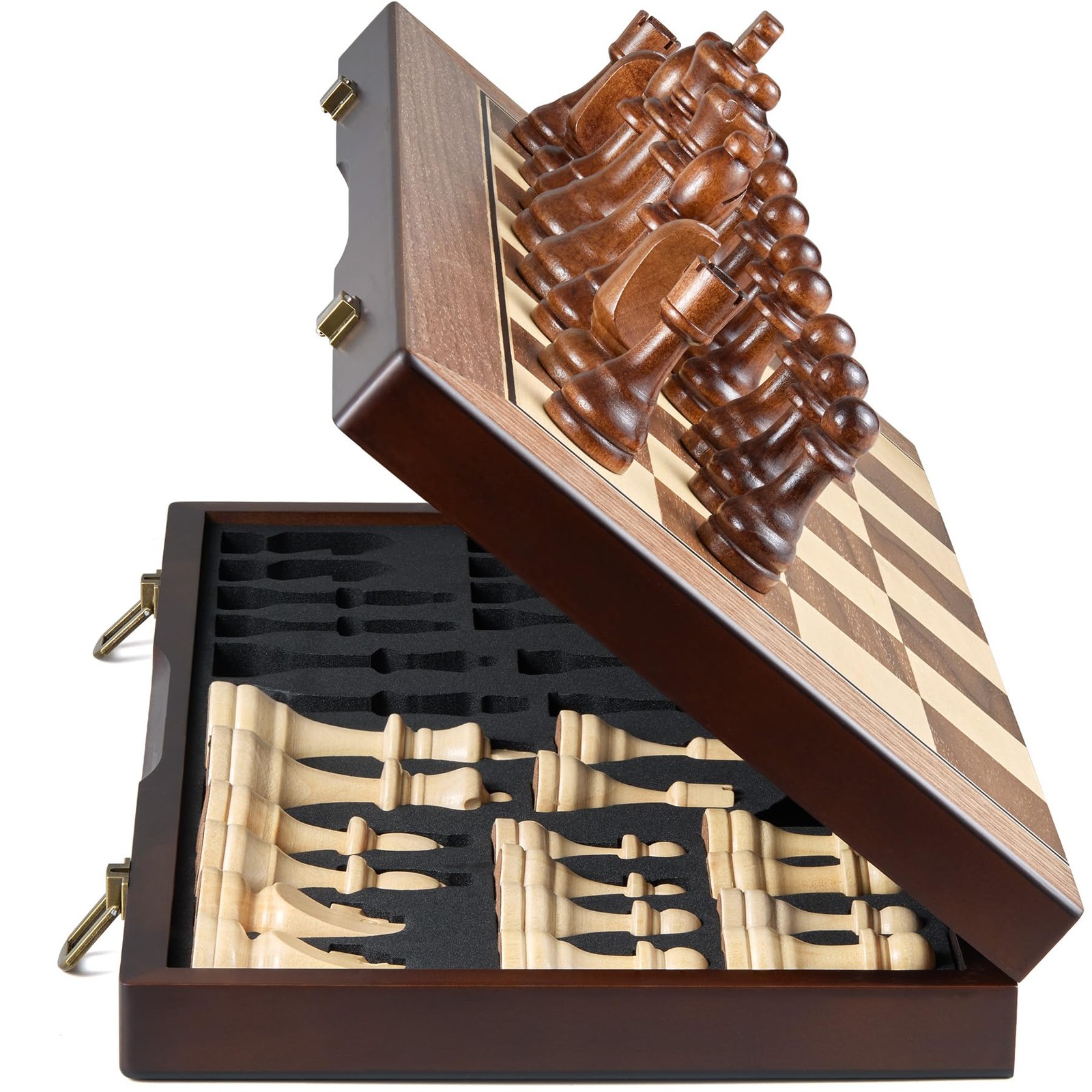 17” Magnetic Wooden Chess Set for Adults Kids – with Folding Board, Gift Pac…
