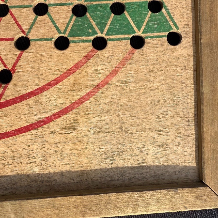 Vintage Star Chinese Checkers Wood Board Game Toys colored points unmarked