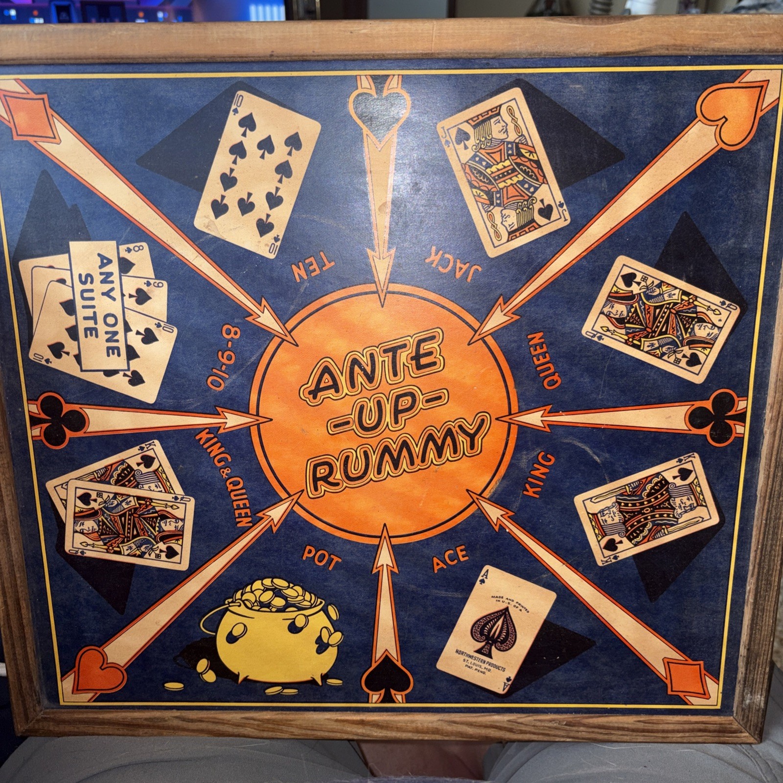Vintage San Loo Chinese Checkers Board Ante Up Rummy