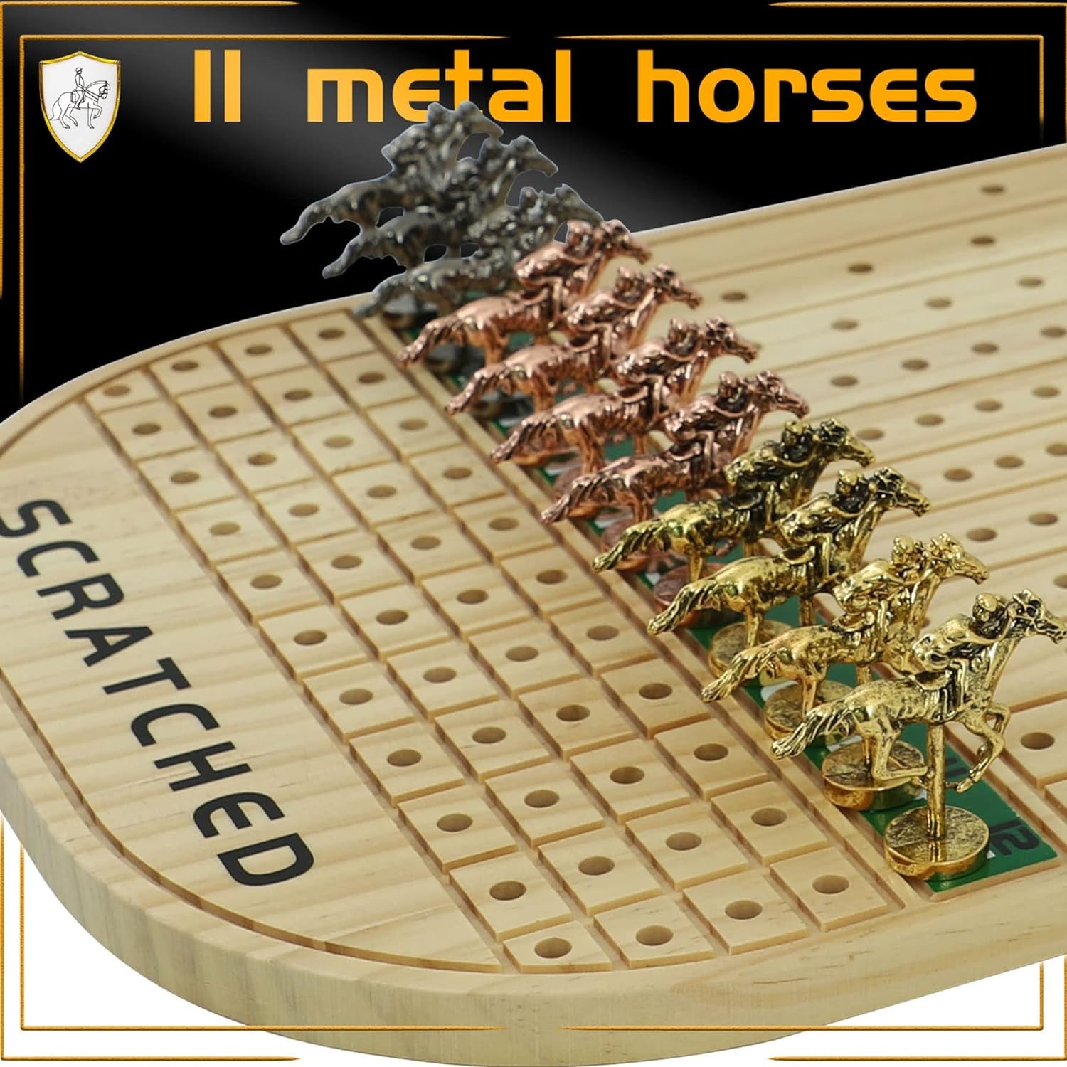 Horse Race Board Game Racing Game Thickened Solid Wood with 11 Luxurious Durable
