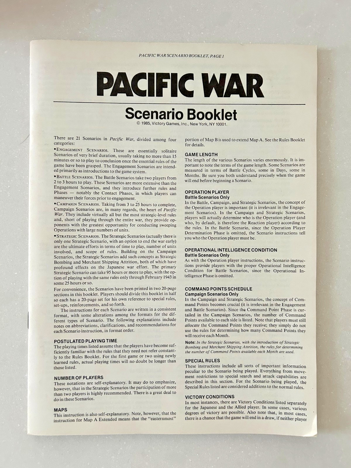 Pacific War The Struggle Against Japan 1941-1945 Victory Games Unpunched
