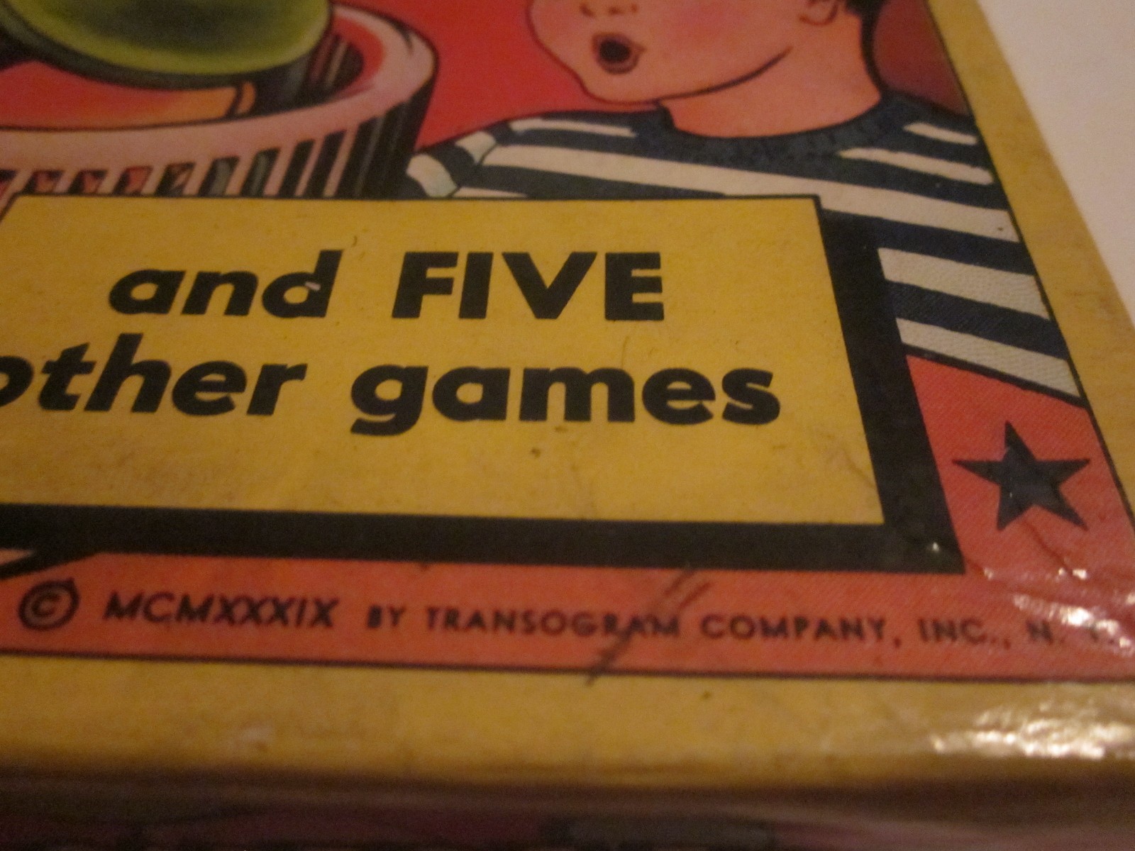 Vintage 1939 Transogram Tiddledy Winks Game w/Colorful Box model 3317 Gold Medal