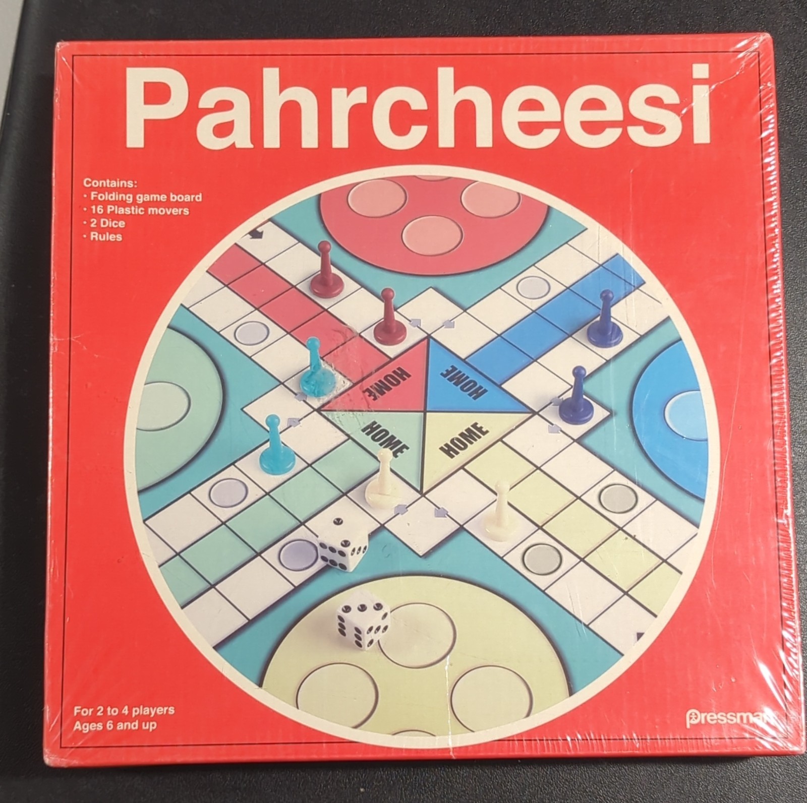 Pressman Pahrcheesi Board Game 2012 2-4 Players Ages 6+ Folding Board Dice
