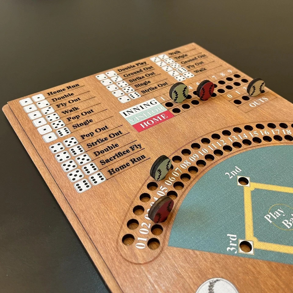 Baseball Dice Board Game,Fun Board Game with Dice,Wooden Baseball Games for Fami