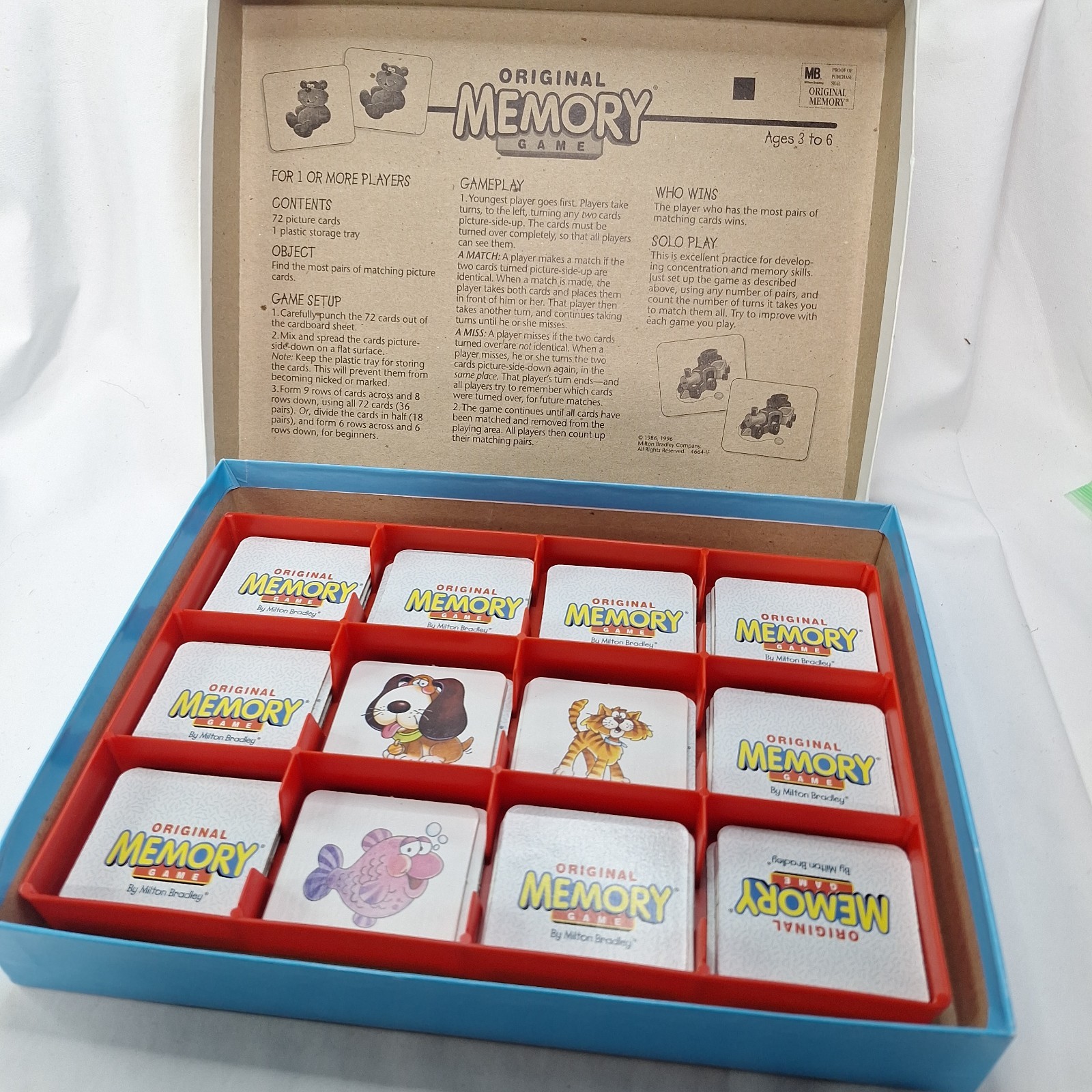 Vintage Original Memory Matching Game 2001 Milton Bradley *INCOMPLETE * 33 of 36