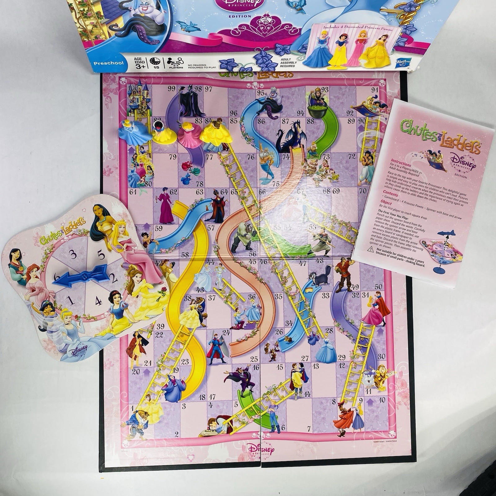Complete! Disney Princess Chutes and Ladders Damaged Board 2009 Game