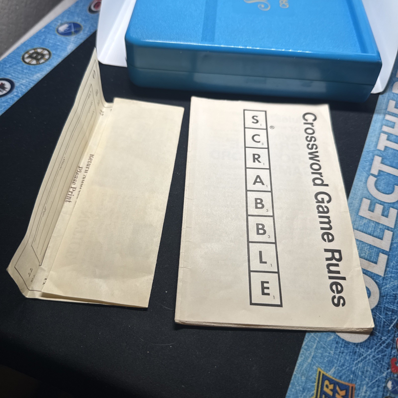 Vintage Scrabble Travel Game Magnetic 100 Tiles Complete Blue Case Set